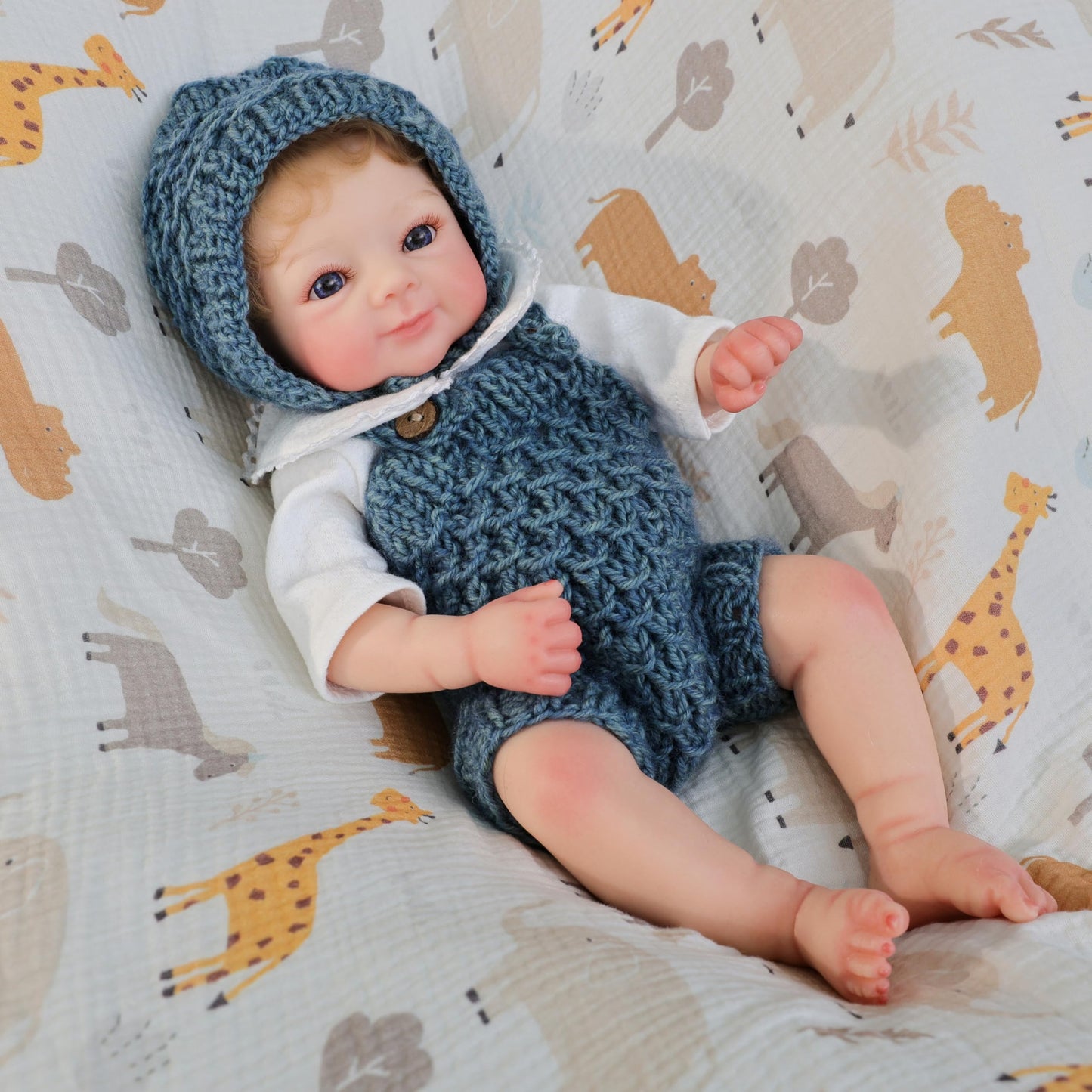 Cloveray 16 Inch Full Silicone Baby Doll with Rooted Hair, Soft Realistic Open Eyes Newborn Doll with 2 Outfits, Blanket, Pacifier, Diaper & Bottle, Comfort Doll Gift for Kids