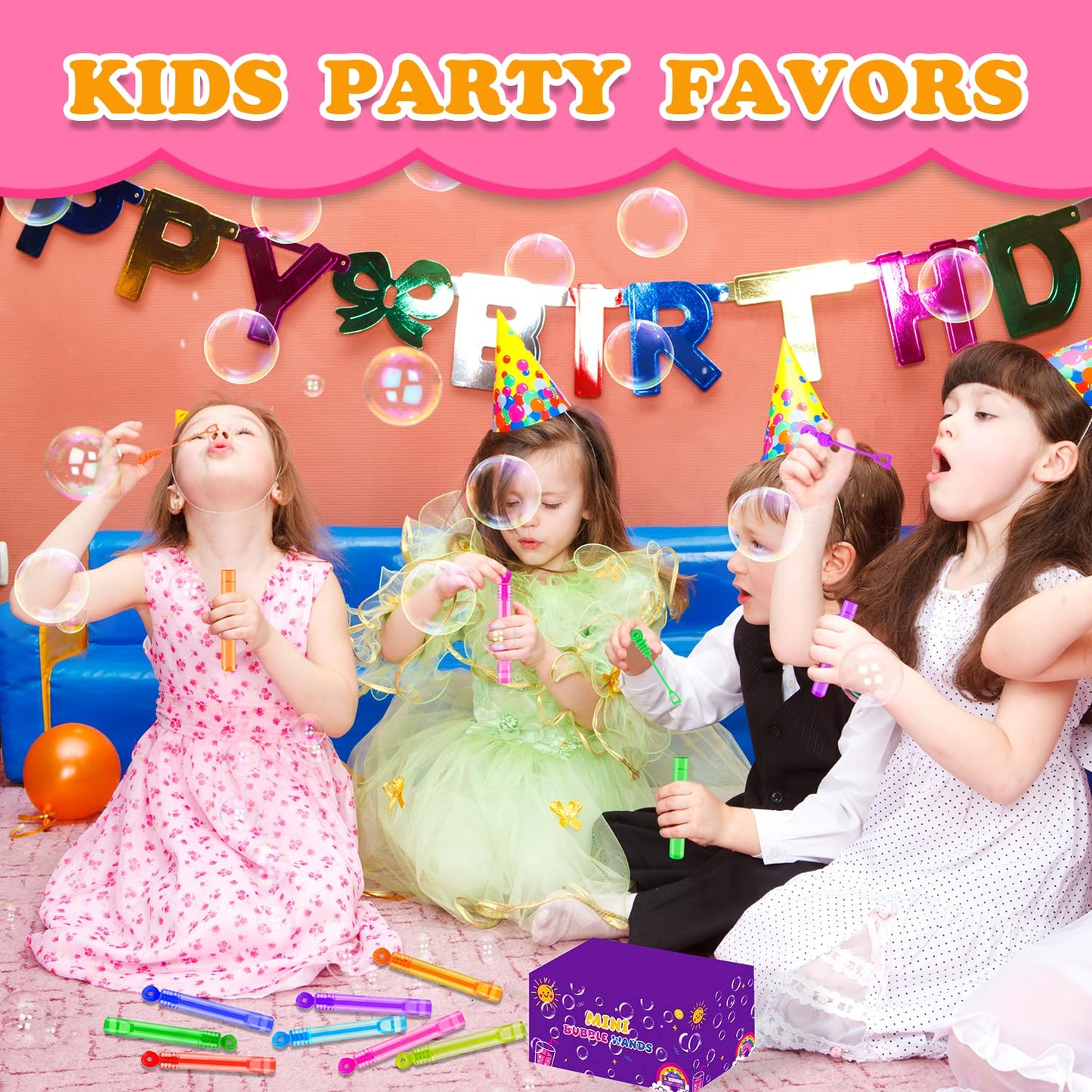 Mini Small Bubbles Wands Toys Gifts Bulk for Kids 64 Pack-Bubble Party Favors Supplies for Toddlers, Bulk Non Candy Treats Goodie Prize for Graduation 250th Anniversary Parade Throws Giveaways Handout