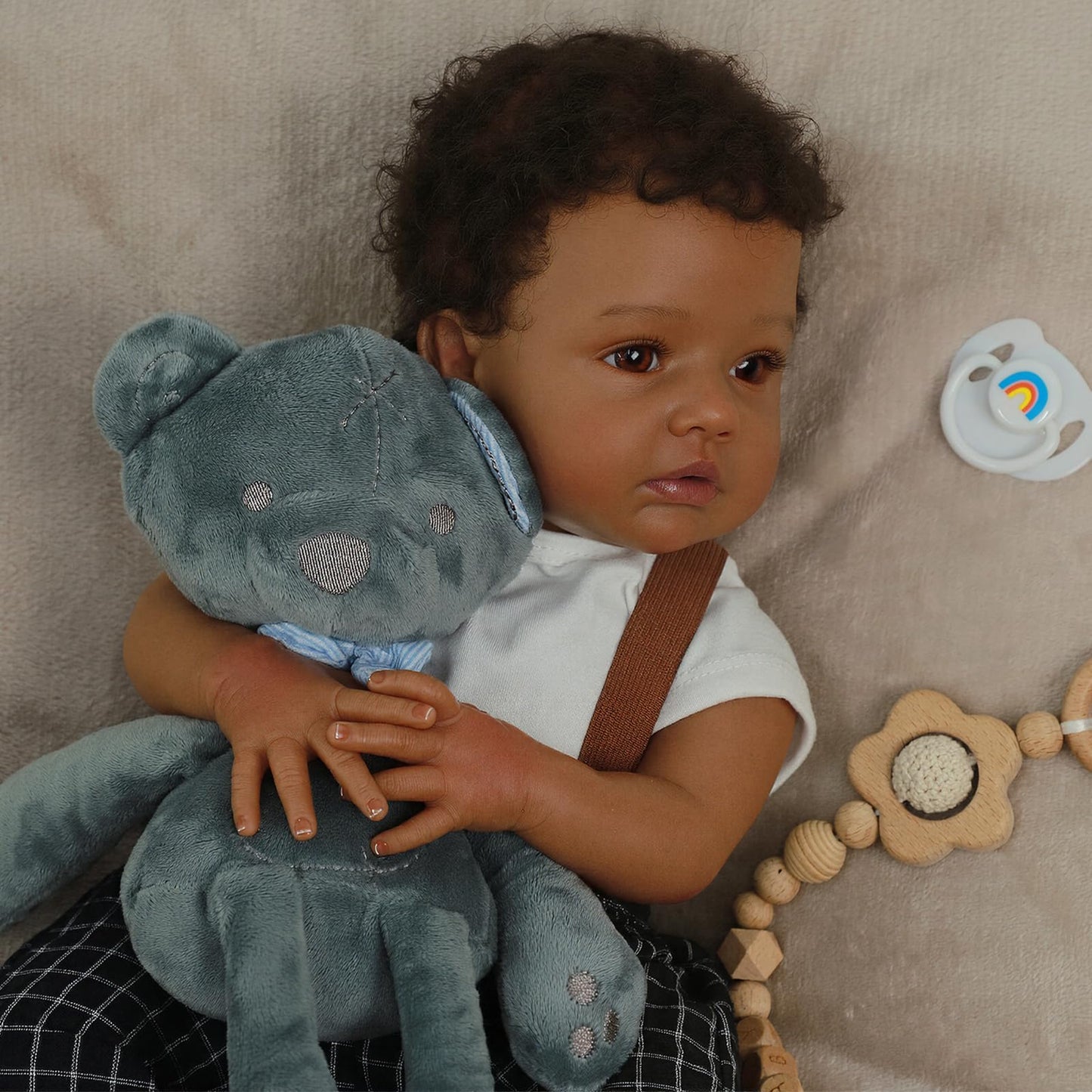 WOOROY Realistic Reborn Baby Dolls Black - 20 Inch Real Life Baby Dolls African American Real Baby Boy, Lifelike Real Looking Baby Doll Poseable, Gift Set with Accessories for Aged 3+