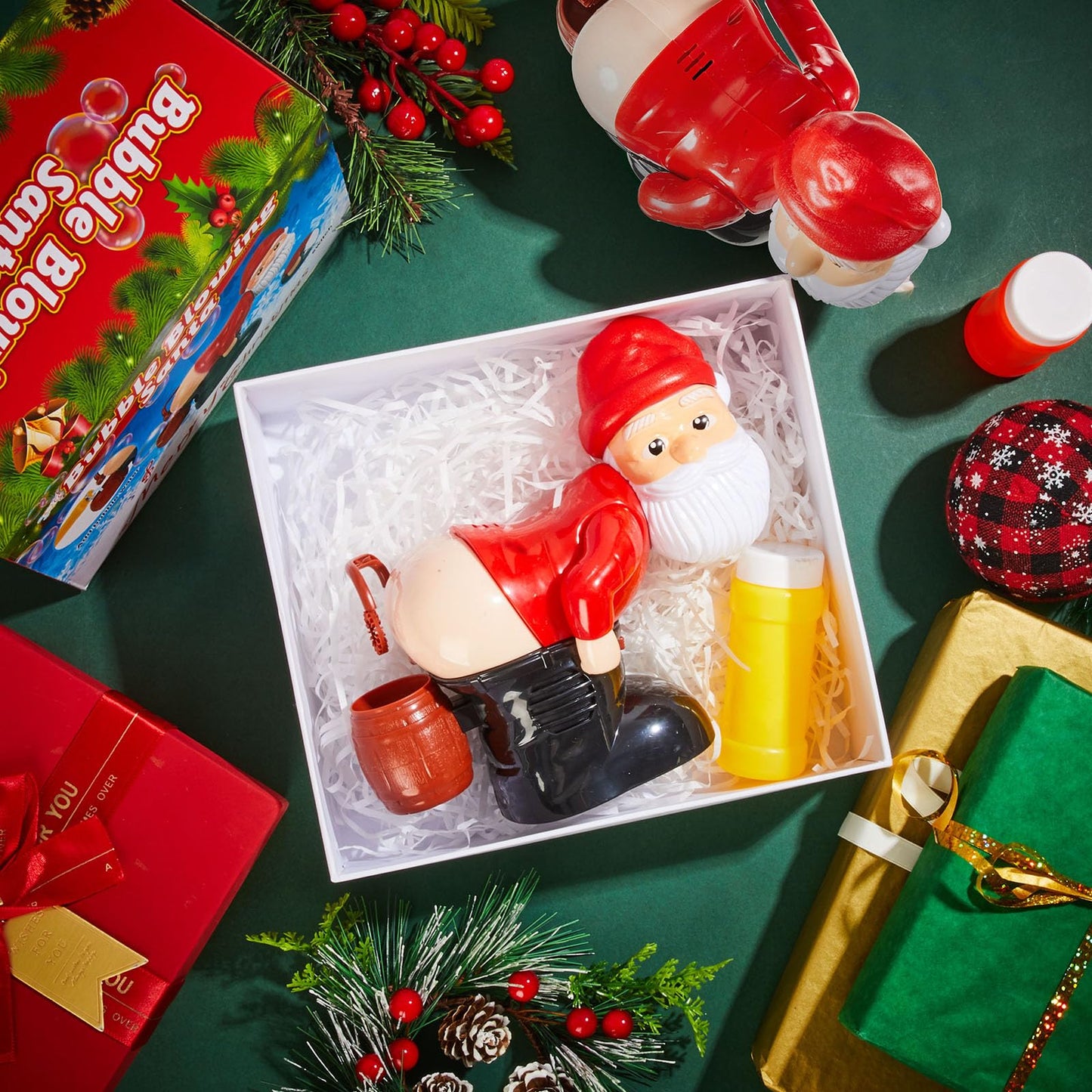Wovnet 2 Pcs Christmas Santa Claus Bubble Machine Automatic Blowing Machine Santa Blower with Music Flashing Lights for Xmas Gift Indoor Outdoor Activity(Red)