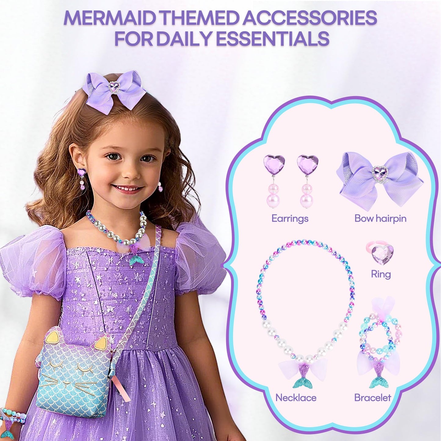 mibasies Easter Basket Gifts for Kids Girls, Toodler Girl Toys Birthday Gifts for 2 3 4 5 6 7 8 Years Old Girls , Priness Toys Dress Up Jewelry Pretend Play, Little Girl Vanity Set