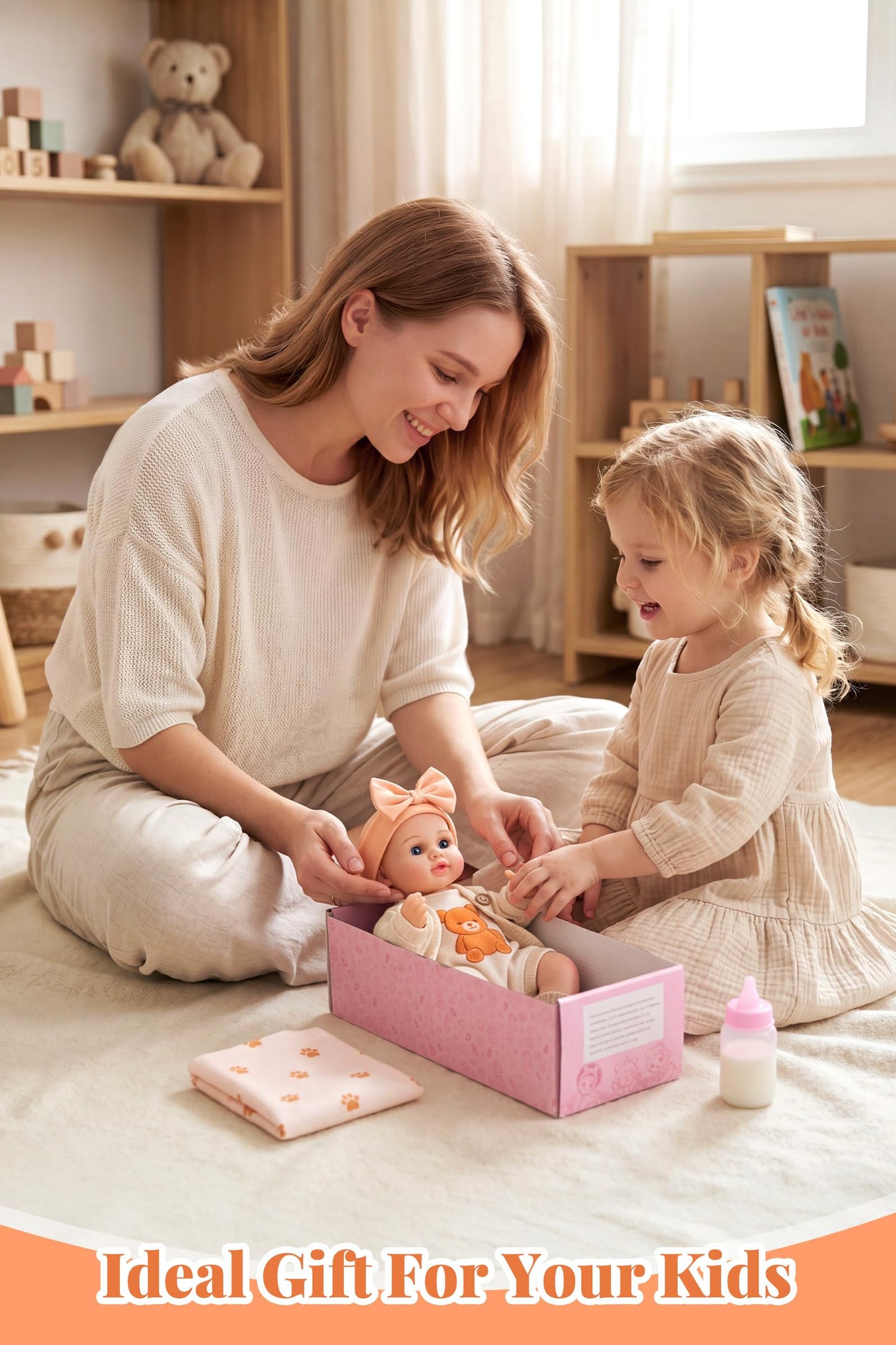 BABESIDE 12 Inch Realistic Full Vinyl Baby Doll Set, Lifelike Small Reborn Baby Doll with Clothes & Accessories, Pretend Play Baby Doll Toys for Girls Ages 3+, Ideal for Birthday