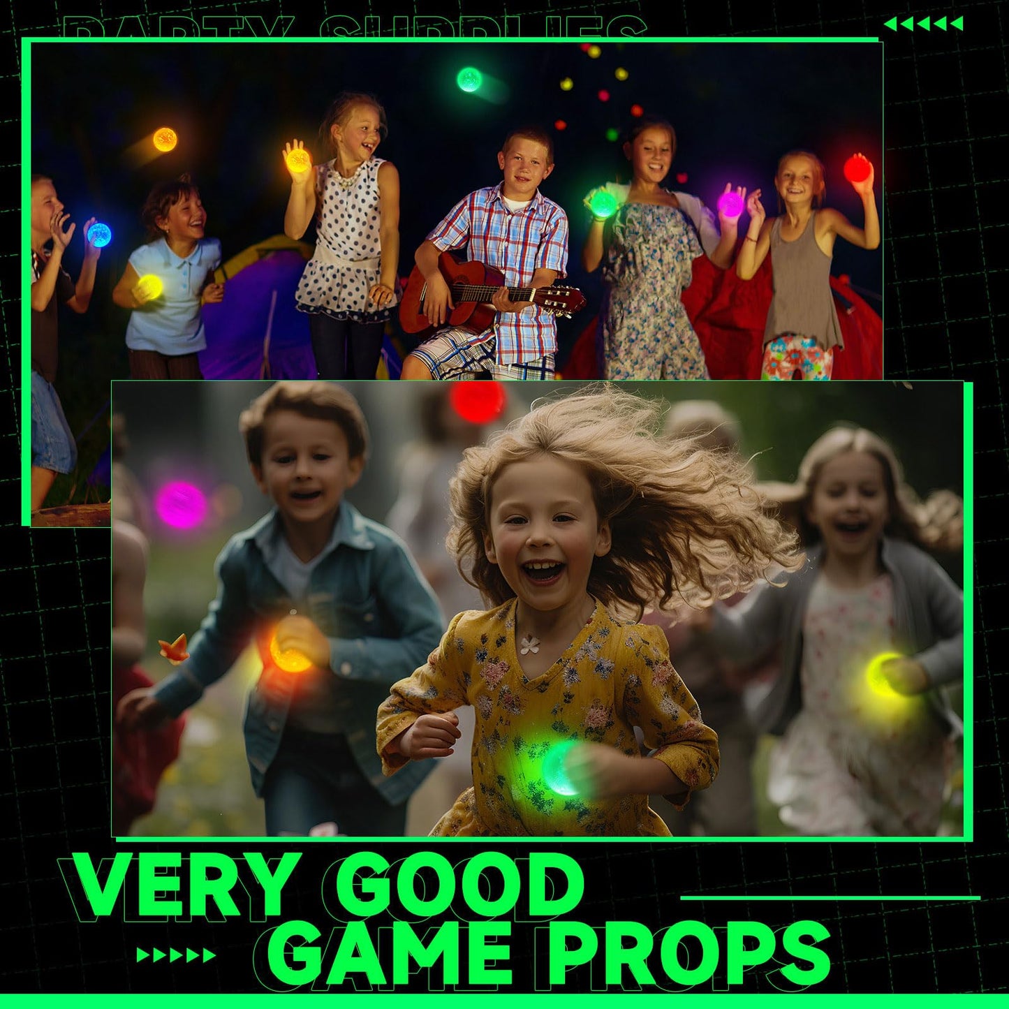 Lewtemi 24 Pcs Glow in The Dark Balls Glowing Stick Balls Bulk Lighted Bouncy Rubber Long Lasting Bright Night Party Supplies for Holiday Carnival Goodie Bag Fillers