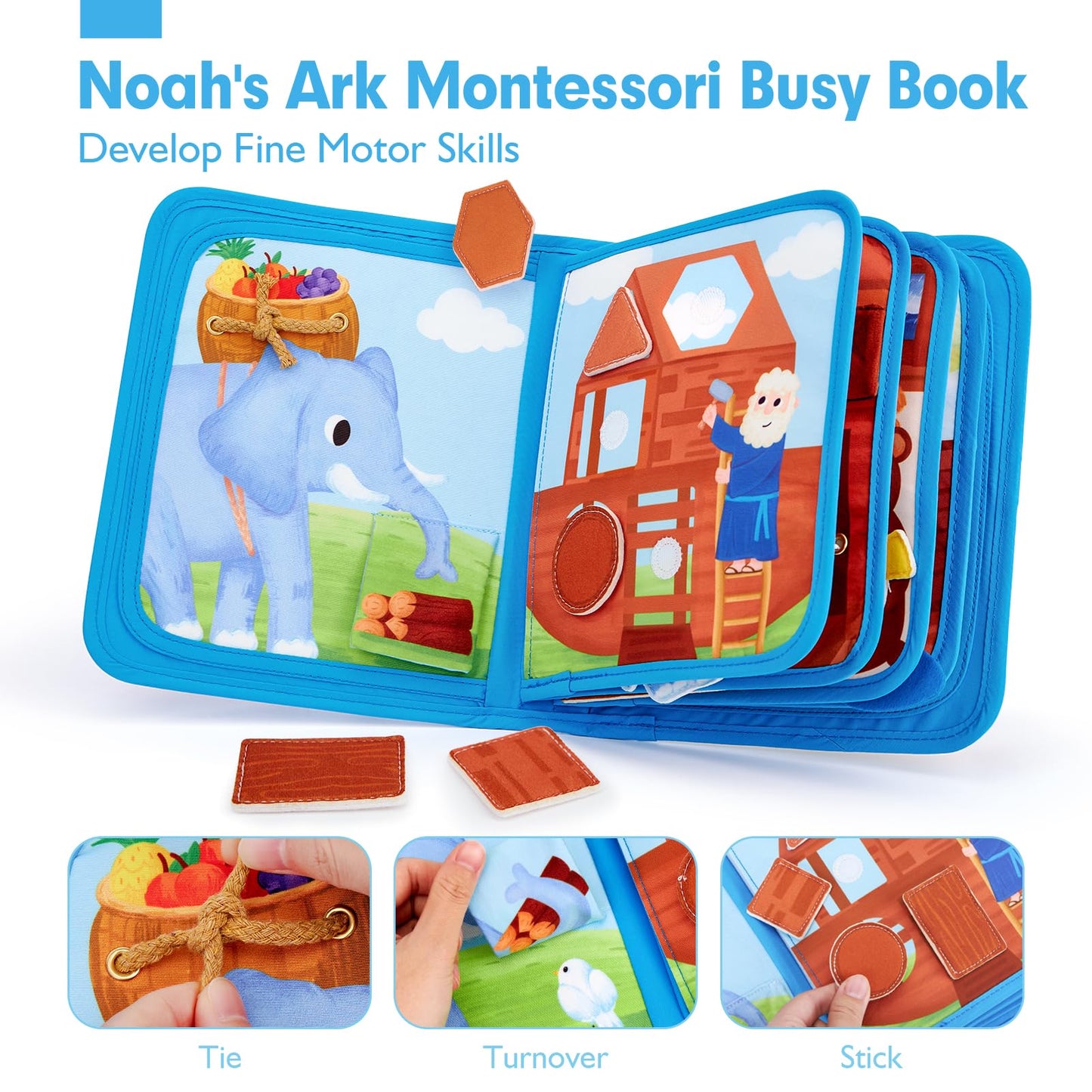 hahaland Busy Book for Toddlers 1-3, Montessori Toys for 1 Year Old, Educational Toddler Car Airplane Travel Toys for Ages 1-3 One Two Year Old Gifts