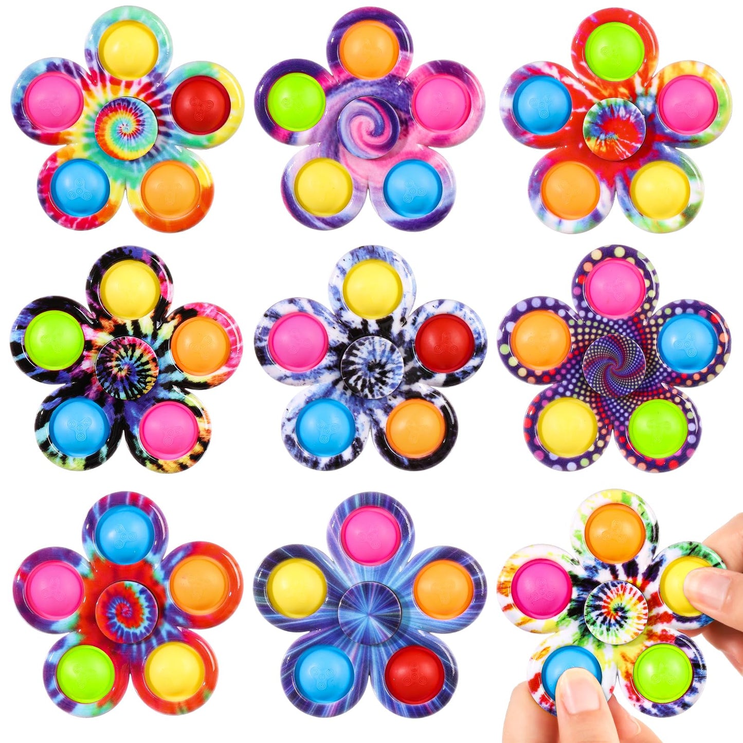 Gigilli Fidget Spinner 9 Pack, Classroom Prize Pop Fidget Spinners for Kids, Sensory Fidget Toys Bulk with Autism, Anxiety Stress Relief Toys, Party Favors Goodie Bag Stuffers Gifts for Kids
