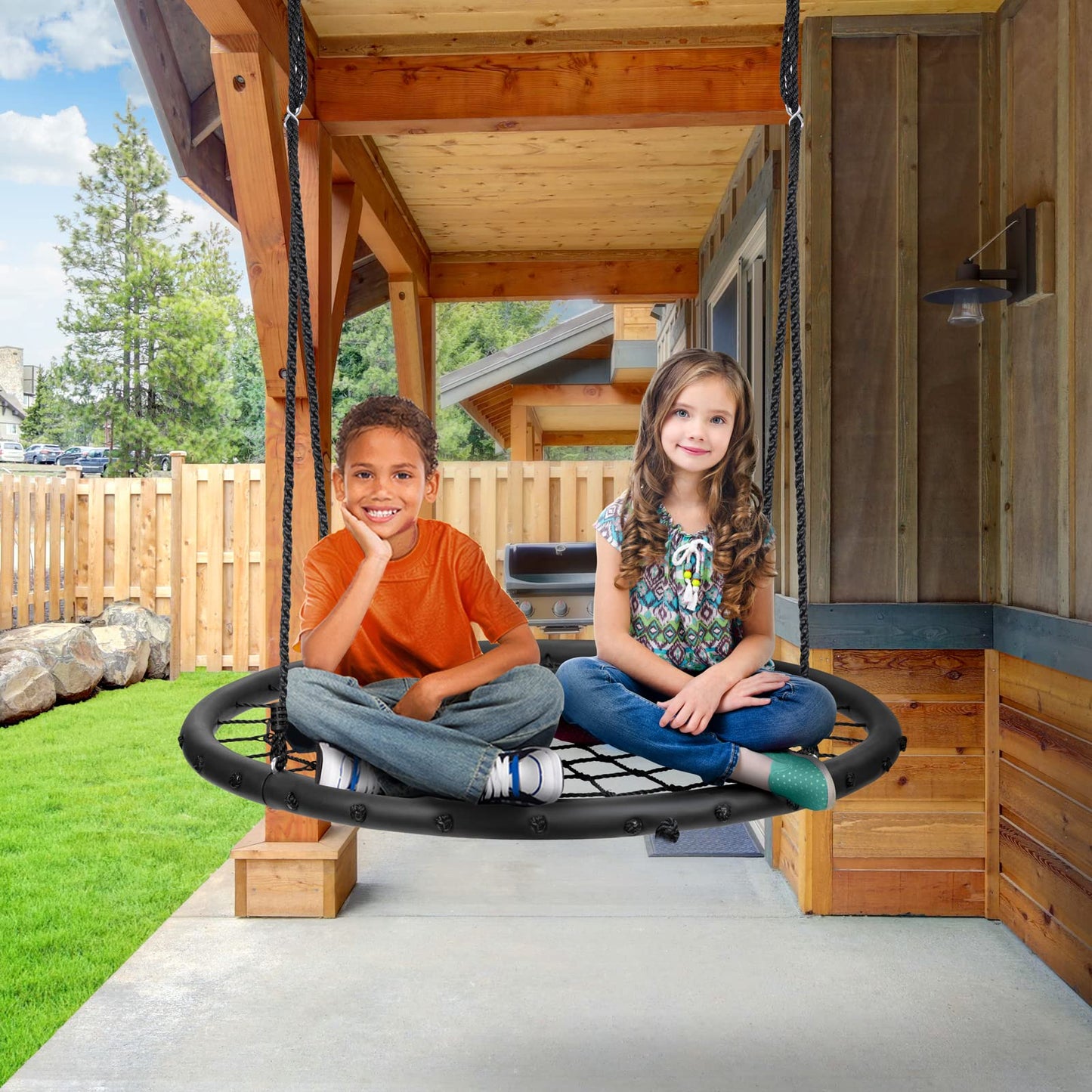 Sorbus Saucer Tree Swing- Kids Outdoor Disc Round Swing - 40" Heavy Duty 220lbs Seat- Easy Install Flying Saucer Web Circle - Perfect for Gift,Playground, Birthday, Xmas, IndoorOutdoor