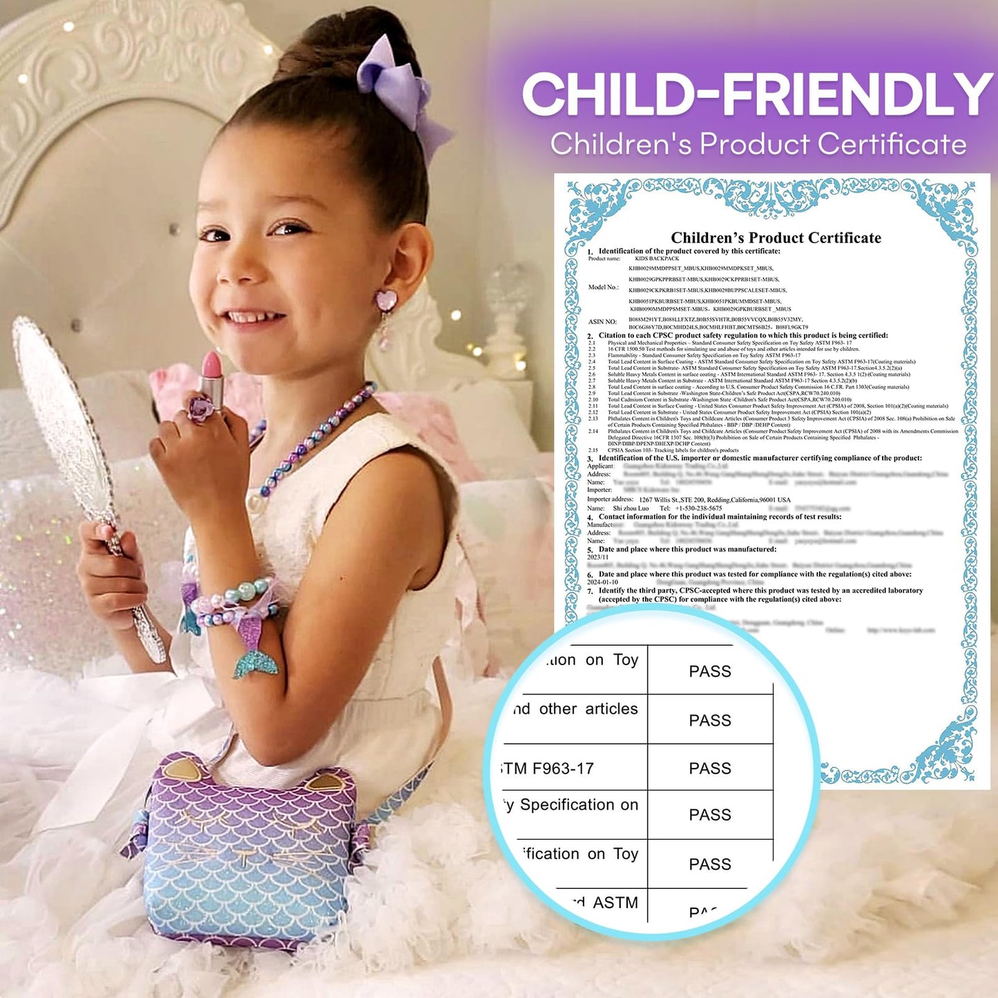 mibasies Easter Basket Gifts for Kids Girls, Toodler Girl Toys Birthday Gifts for 2 3 4 5 6 7 8 Years Old Girls , Priness Toys Dress Up Jewelry Pretend Play, Little Girl Vanity Set