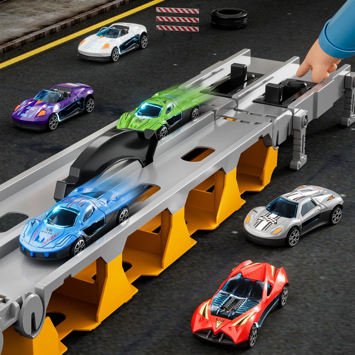 Ci Vetch 78-Inch Cars Trucks Toys for Toddler 1-3 2-4 3-5 4-7 Years Old Boys Kids, Transport Truck Toy with 24 Pcs Die-Cast Cars, Toys Gifts for 3 4 5 6 Year Old Boy, Toddler Boy Toy Ages 3-5 4-7