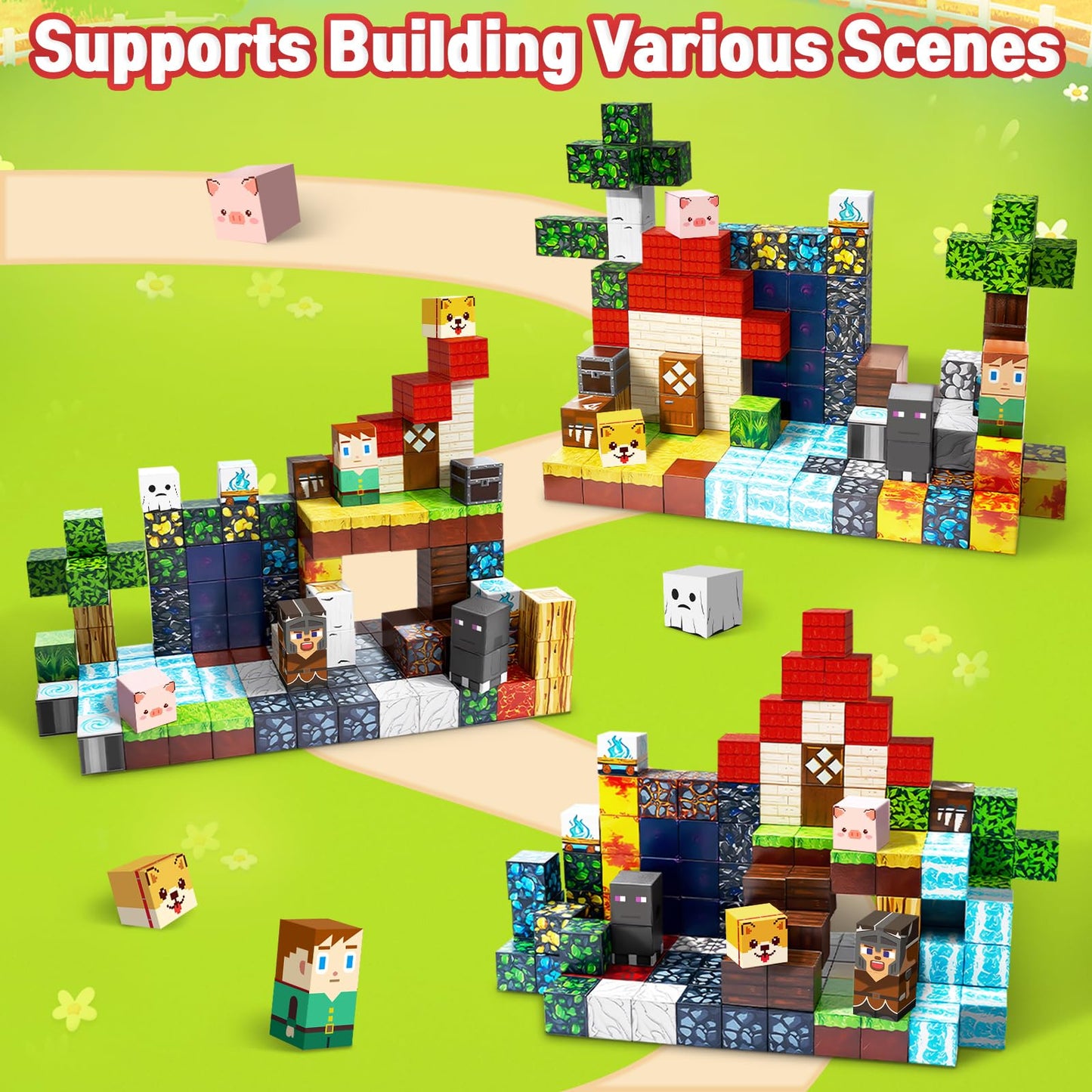 Intoypad 150PCS Magnetic Blocks for Kids, 0.8in Magnetic Building Block Toys for Boys Girls Age 3 4 5 6 7 8 9 10 Magnet Cubes Game Magnetic Tiles STEM Toys Christmas Birthday Gifts for Kids Toddlers