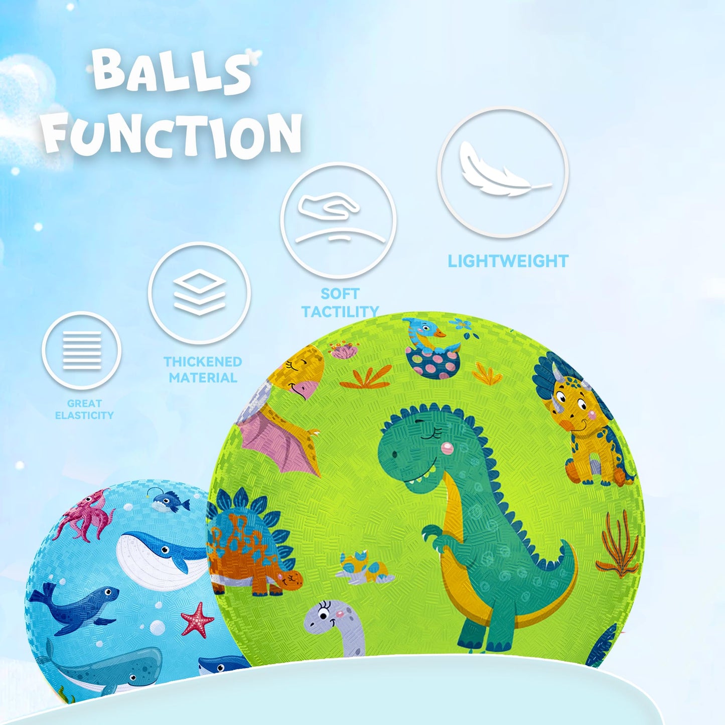 10 Inch Kickball Set, Playground Ball with Carrying Bag, Dodge Balls for Kids and Adults, Bouncing Sport Handball and Toy Ball, Outdoor Balls Official Camps (8.5 Inch Cartoon Kickball 2 Pack)
