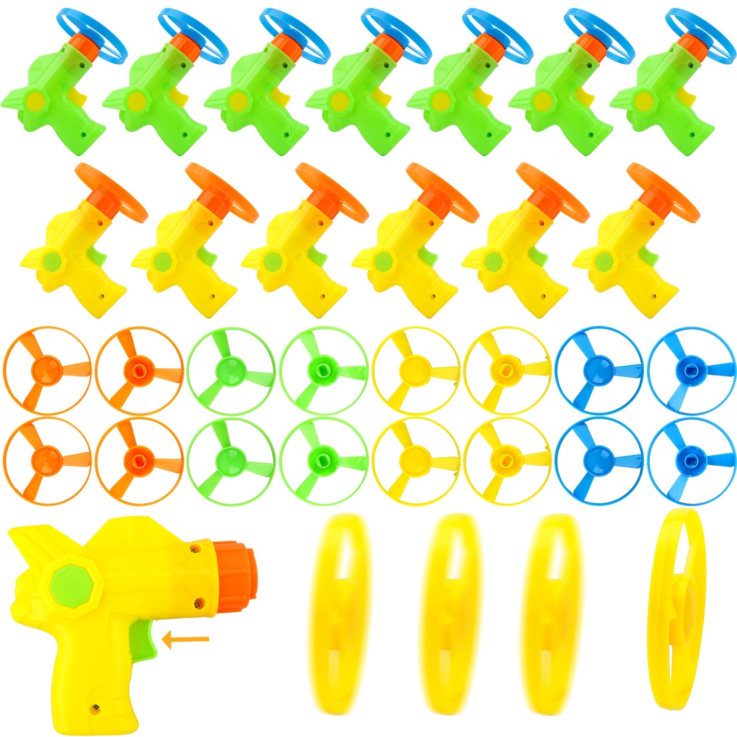 Cagemoga 70 Pack Flying Launcher Toy Novel Flying Launcher Toy with 14 Pcs Launchers and 56 Pcs Flying Toy for Kids Outdoor and Indoor Games Birthday Party Favors