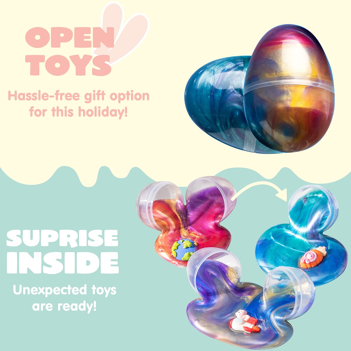 JOYIN 24 Pcs Galaxy Slime Eggs with Toys, Unscented, Multi-color, Easter, Space Theme, 3+ Years, Small, Multi Color, Slime with Toys, Putty, Childrens Multi-item Party Favor Packs, Unisex Children