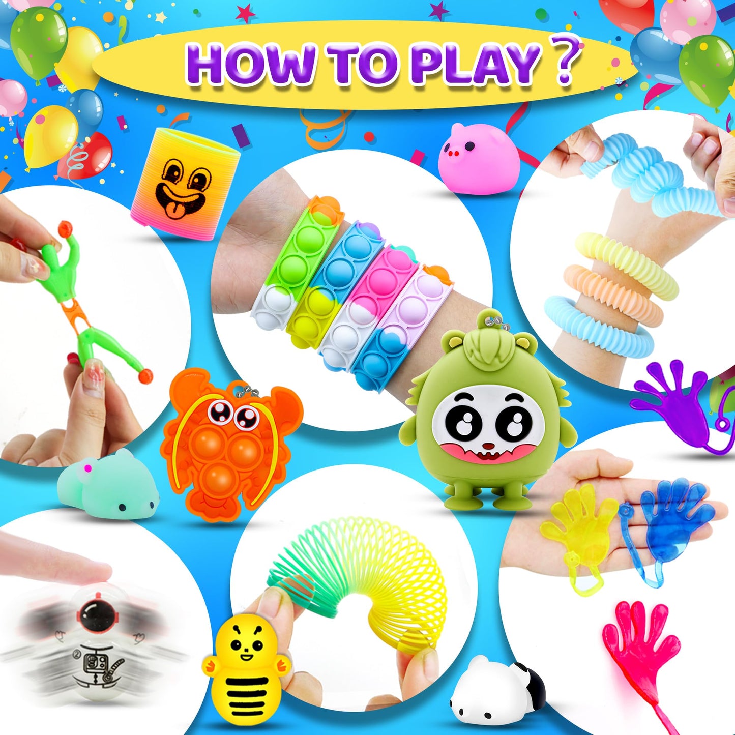 107Pcs Party Favors for Kids, Bulk Fidget Toy Pack, Prizes Box Toys for Kids Classroom, Treasure Box Toys Goodie Bag Pinata Stuffers for Kid 4-8, Birthday Gift, Classroom Prizes, Treasure Chest