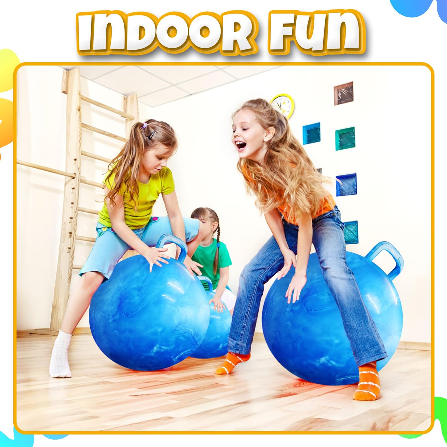 Bedwina Bouncing Ball for Kids – 20 Inch Hopper Ball with Handle and Pump | Fun & Durable Bouncy Toy for Children | Safe Inflatable Hopping Toy for Indoor & Outdoor Play, Exercise & Active Fun