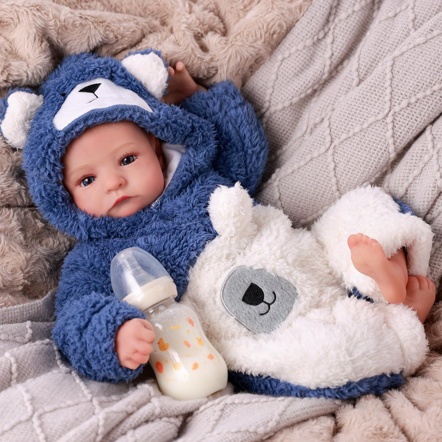 BABESIDE Realistic Reborn Baby Dolls Boy - Aiden(20 Inch) + Noah (17 Inch) Handmade Realistic Baby Doll Soft Body Realistic-Newborn Baby Doll with Toy & Gift Box for Kids Age 3 +