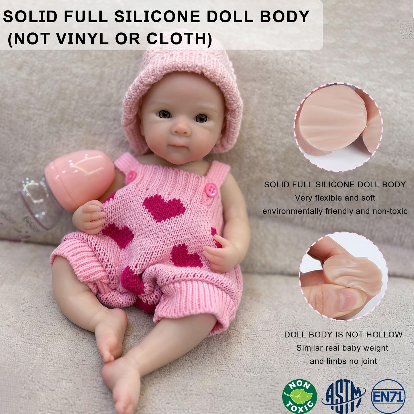 Gileutay 12 inch Full Silicone Reborn Baby Doll Girl Lifelike Newborn Dolls Open Mouth Real Life Baby Dolls with Feeding Accessories