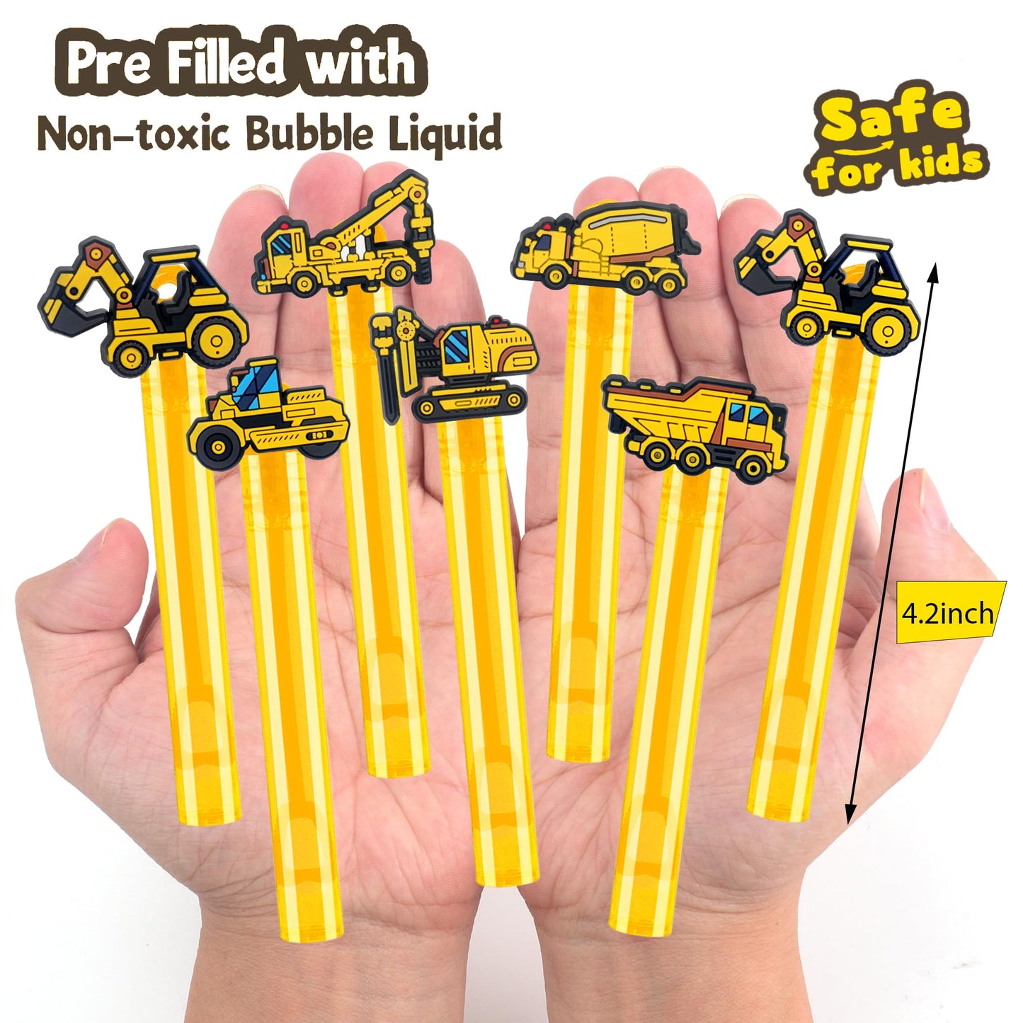 24Pcs Construction Bubble Wands for Kids Construction Party Supplies Favors Decorations, Pinata Goodie Bag Stuffers & Classroom Prizes