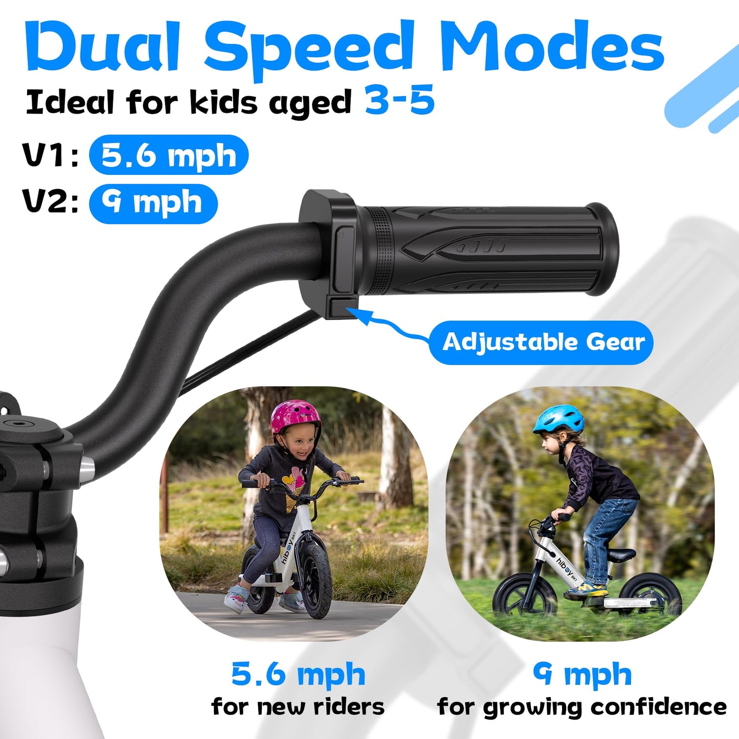 Hiboy BK1 Electric Balance Bike for Kids, 12 Inch Tires, 150W Peak Motor, Adjustable Seat, 21.6V/2.6Ah Battery, Electric Bike for Kids Ages 3-5