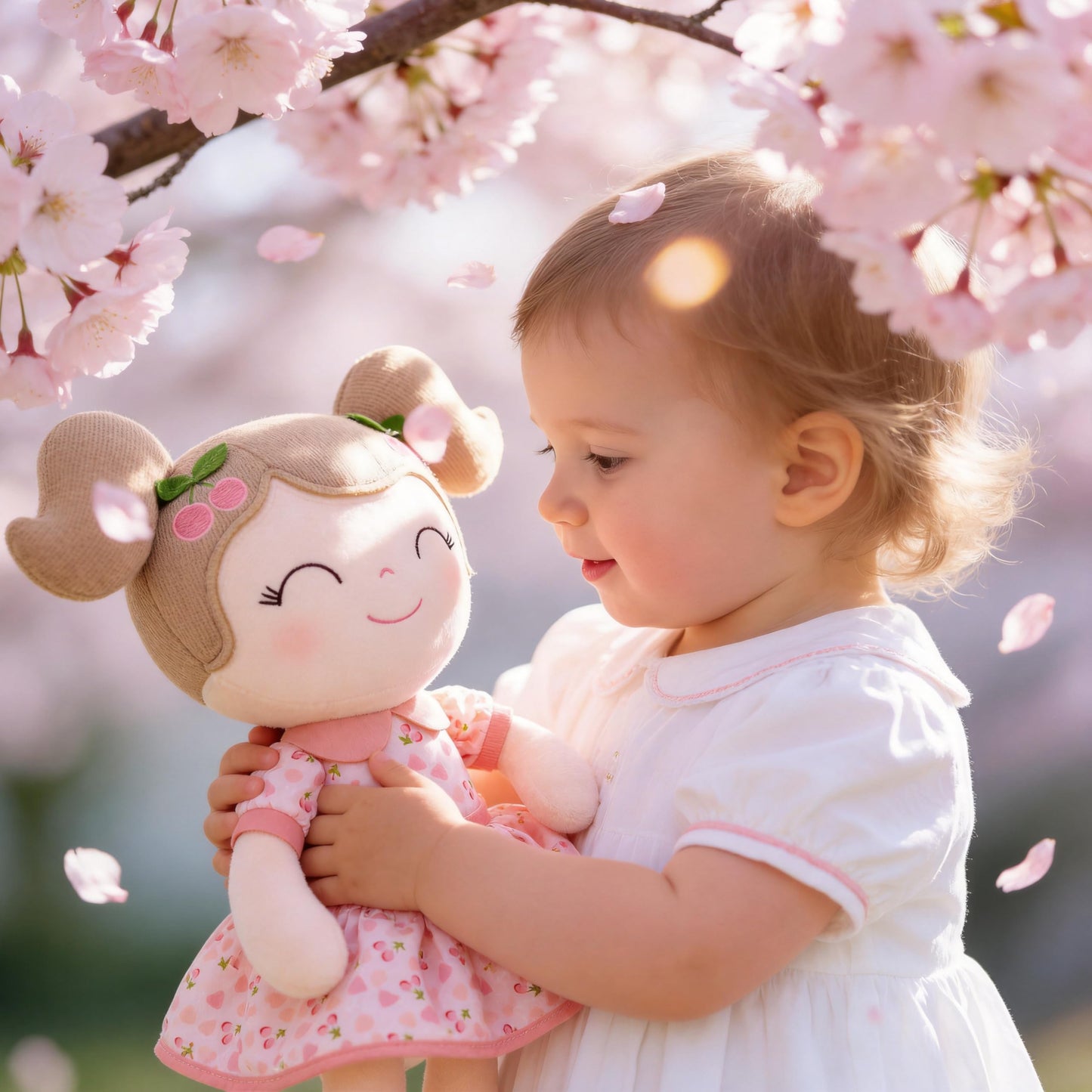 Gloveleya Baby Doll Girl Gifts Plush Toys Soft Dolls Baby Gifts Cherry Girl Pink