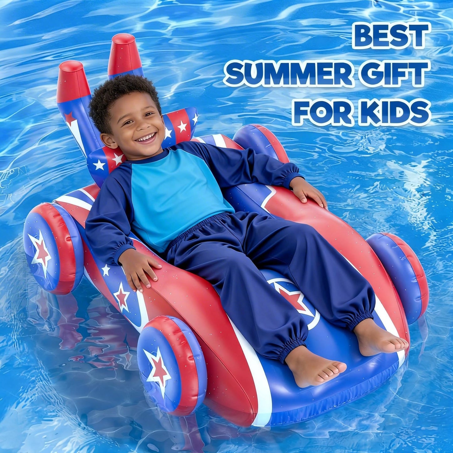 ASDGZD Kids Pool Floats with Water Gun, Car Toddler Inflatable Pool Toys for Kids Age 3-8 Years Old, Summer Outdoor Water, Beach, Swimming Pool Toys Gift for Boys and Girls