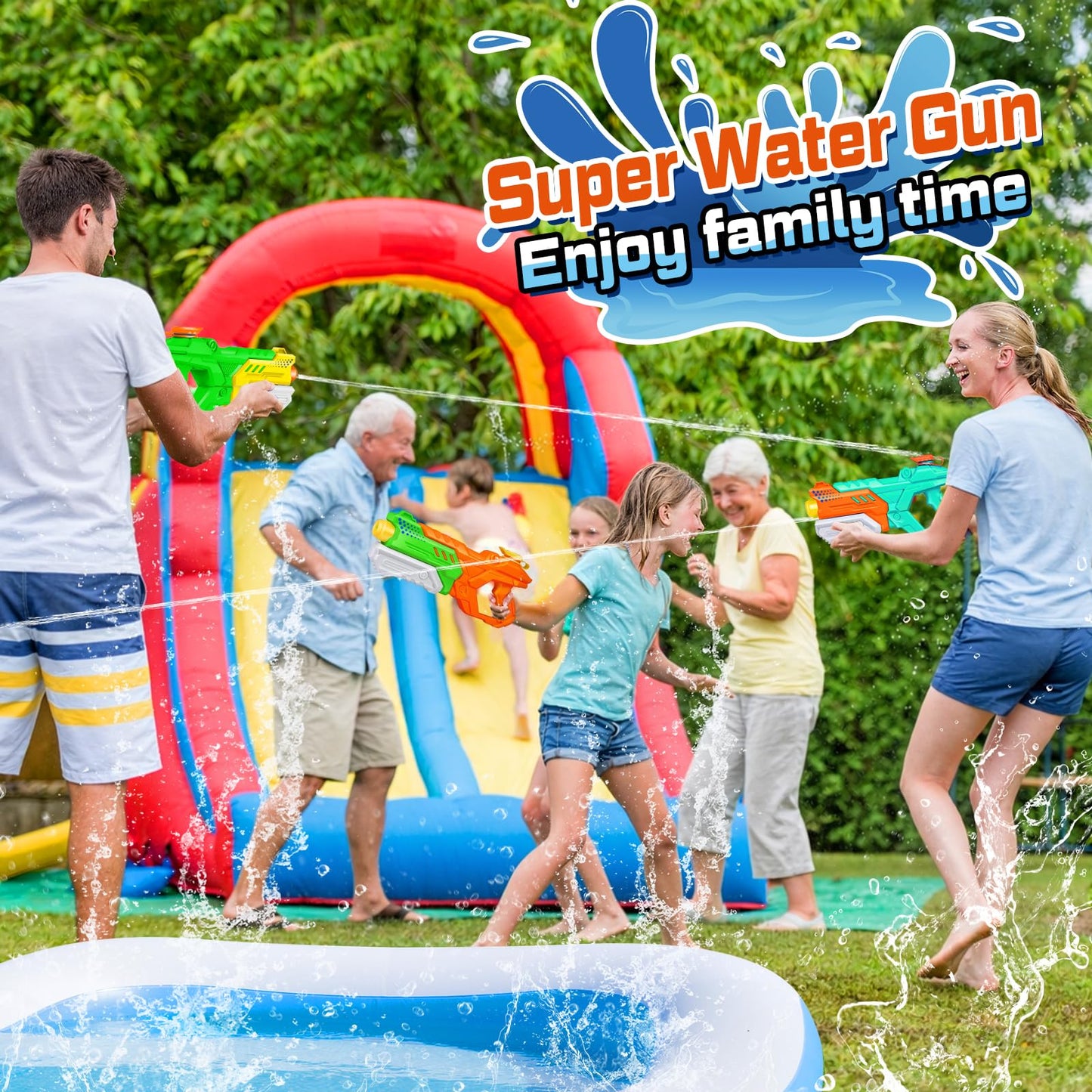 Quanquer 600cc Water Guns for Kids & Adults - 6 Pack Super Squirt Blasters Soaker with Long Range, High Capacity Pump Action, Summer Swimming Beach Outdoor Water Fighting Play Pool Toys for Boys Girls