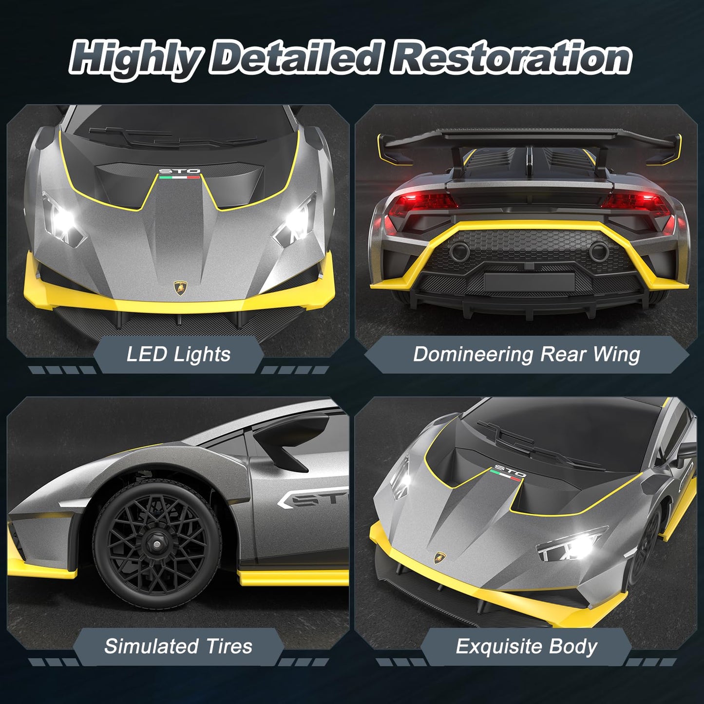 SEDITY Lamborghini Remote Control Car, 1:18 Scale Lambo Toy Car, Officially Licensed Fast Rc Cars with Led Light, Race Car Toys for 4-12 Boys Girls Adults Birthday Ideas Gift.