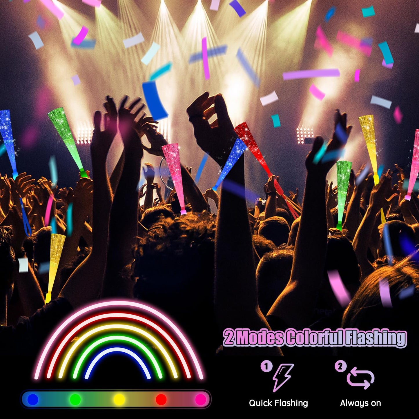 30PCS Fiber Optic Wand Glow Sticks, LED Light Up Wand, Glow in the Dark Party Supplies, Light Up Party Favors, Fiber Optic Lights, Glow Flashing Light Sticks for Neon Party Decorations, Chirstmas