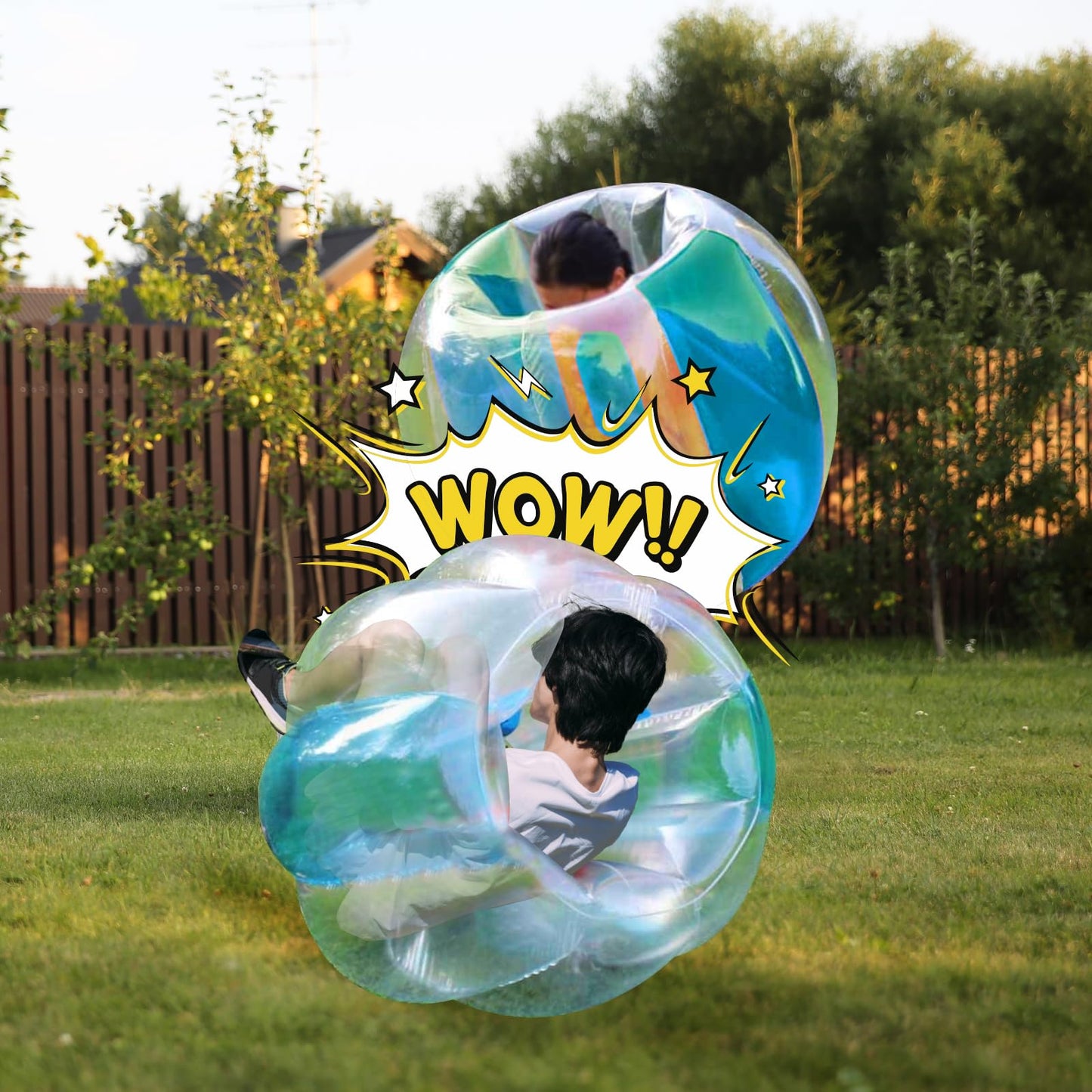 Wodesid Inflatable Bumper Balls for Adults Human Hamster Balls for Adults Inflatable Lawn Game Ball 0.3mm Ultra-Thick PVC Toys Body Bumpers Ball Full Body for Outdoor Team Gaming Play(4FT,2PCS)