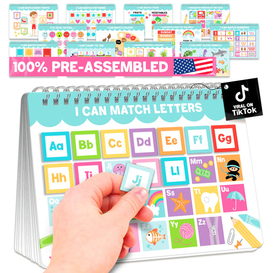 Hadley Designs My First Busy Book Toddlers 3-5, Montessori Preschool Learning Activities Age 4-5, 174 Pcs Velcro Busy Book, Travel Toys Airplane Car Quiet Time, Sensory Toys, Pre K Graduation Gifts