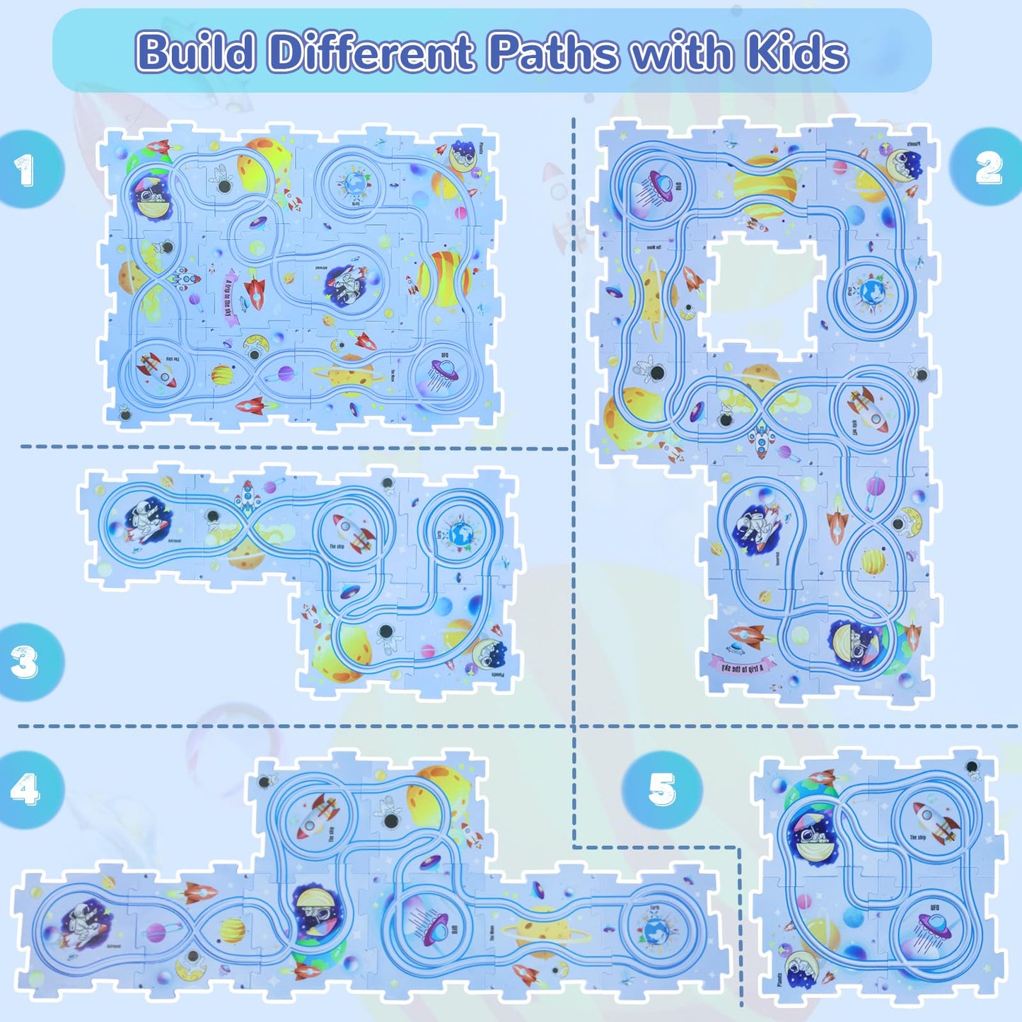 New Plastic Puzzles for Kids Ages 3-5 with A Cute Vehicle, Toddler Puzzles Gift, Critical Thinking Educational Toys, Toys for 3 4 5 6 Year Old Boys Girls, Fun Race Car Track Montessori Toys for Kids