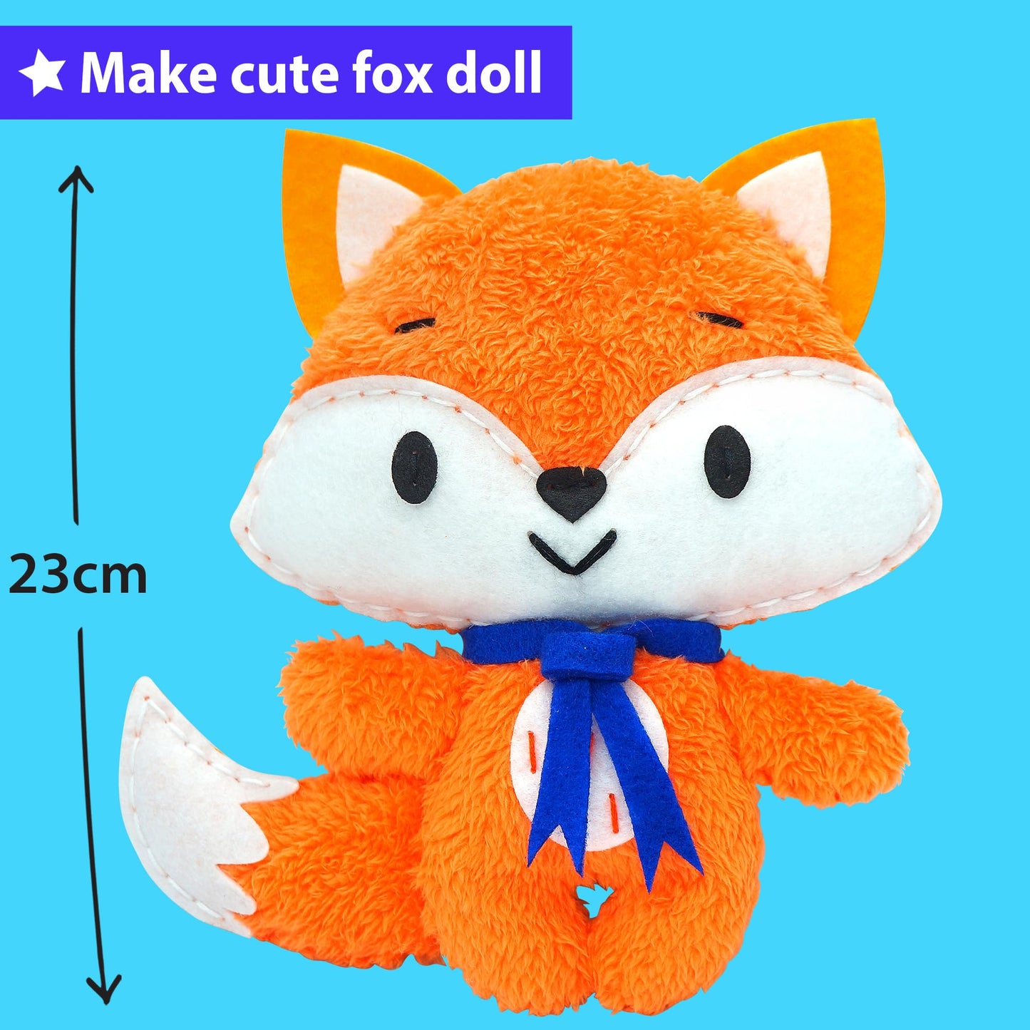 KRAFUN My First Sewing Kit for Kids Ages 6-10 Beginners | Learn to Sew Fox Stuffed Animal | Premium Thick Felt | Craft Gift for Girls & Boys