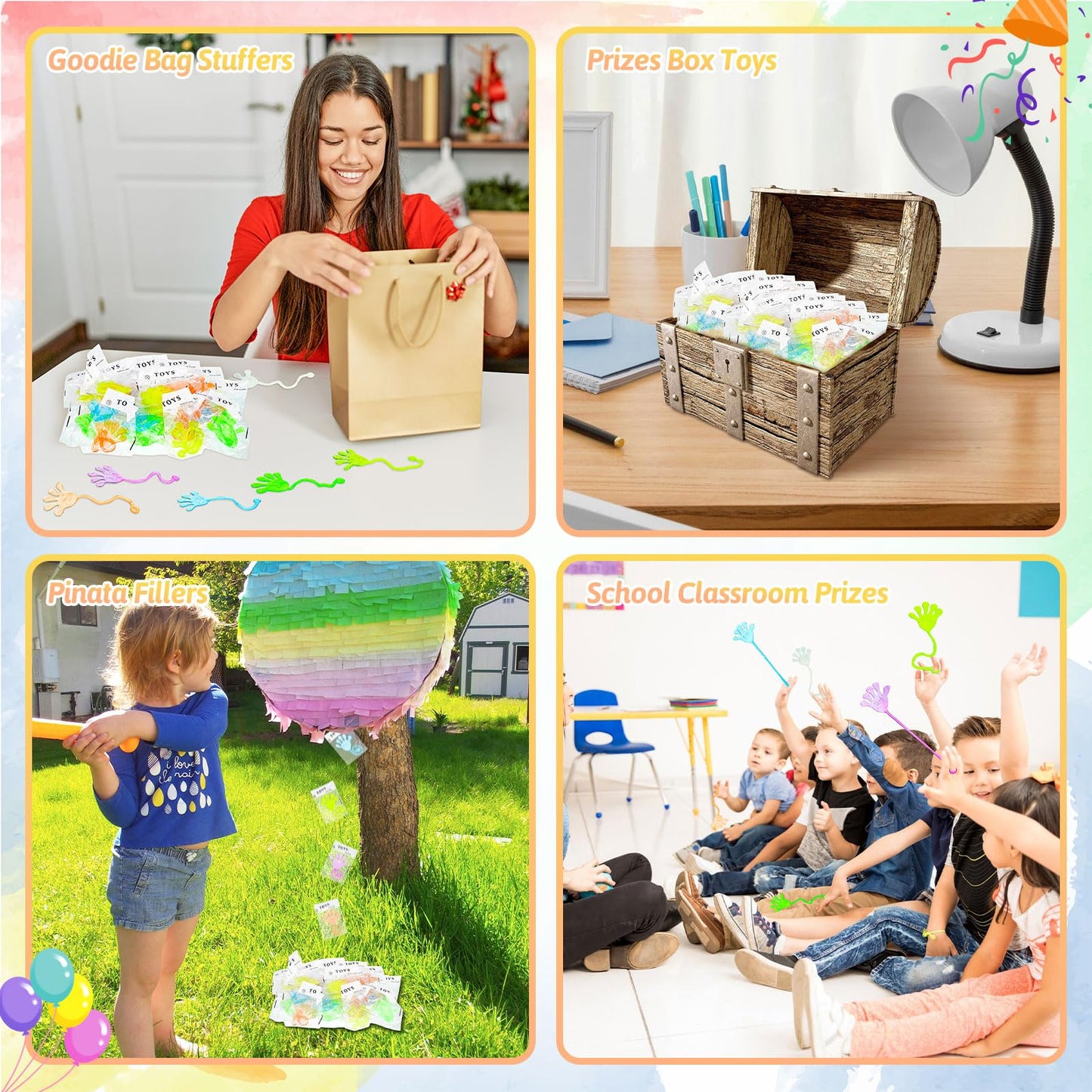 50 PCS Glow Sticky Hands Kindergarten Graduation Gifts Party Favor for Kids Holiday Traditions Goodie Bags Stuffers Glow Sticky Hands Toys End of Year Student Gifts Classroom Prizes Treasure Box