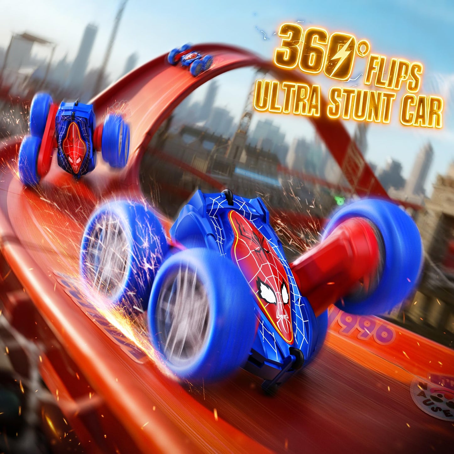Veeniix V996 Spider Remote Control Car, RC Crawler with Double Sided 360° Flip 4WD Rechargeable Stunt Car, Indoor Outdoor Toys for Boys 4 5 6 7 8 9 10 11 12, Birthday for Kids Age 4-12