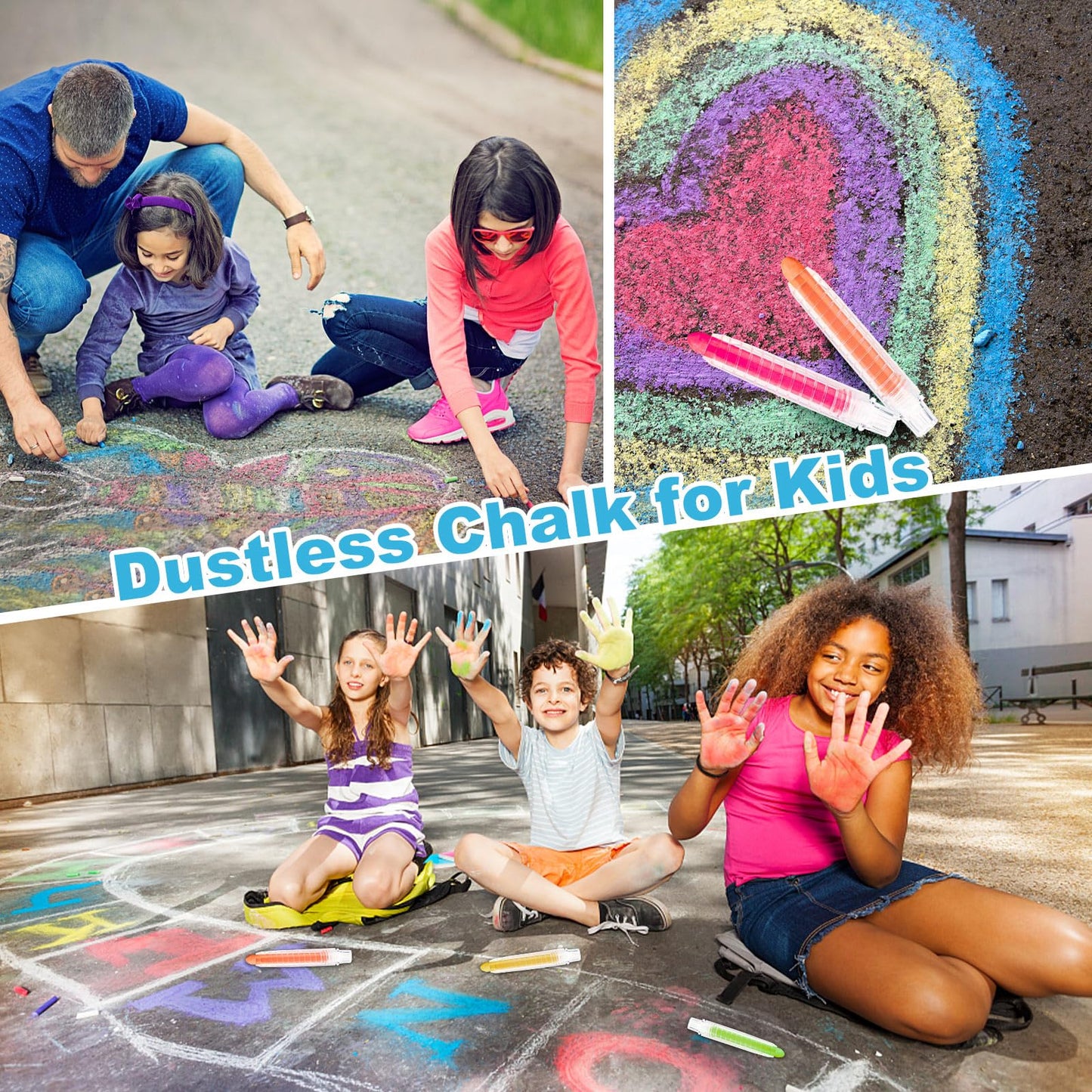 ZHBDMGK Sidewalk Chalk for Kids, 48 Colors Dustless Washable Toddlers Chalk with Plastics Holder for Blackboard Drawing Writing Toys Gift Party Favors