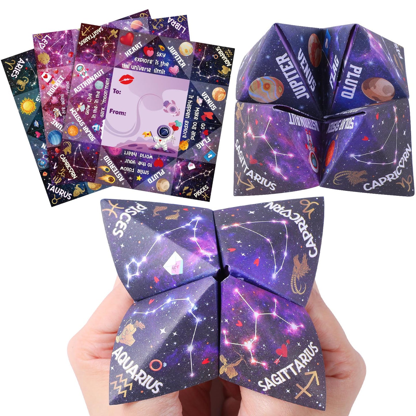 Blosssound 36 Pcs Cootie Catcher Space Party Favors Outer Space Crafts Cosmic Paper Origami Cards Fortune Telling Game for Kids Students Classroom Easter Gifts Galaxy Birthday Goodie Bags Stuffers