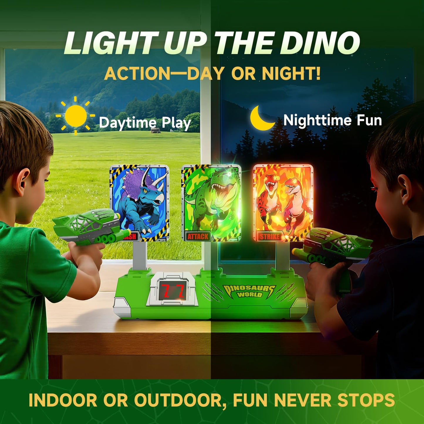 Toys for Boys Age 3-12, 3 Dinosaur-Themed & 3 Dino Flashing Lights & Dino Claw Launcher, Kid Toys, Fun Auto Reset Electronic Scoring Game with Sounds,3 4 5 6 7 8 9 10 11 12 Year Old Boy Birthday Gifts