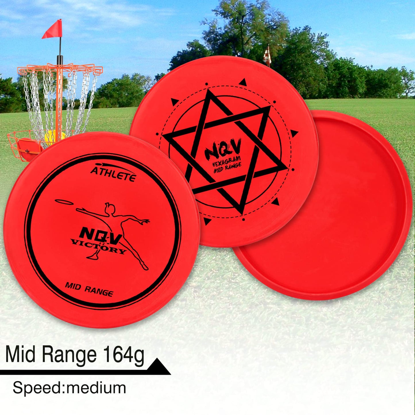 NQV Disc Golf Set,Disc Golf Starter Set-6 Pack Driver, Mid-Range and Putter Discs with Disc Golf Bag for Outdoor and Backyard(Black Bag), Medium