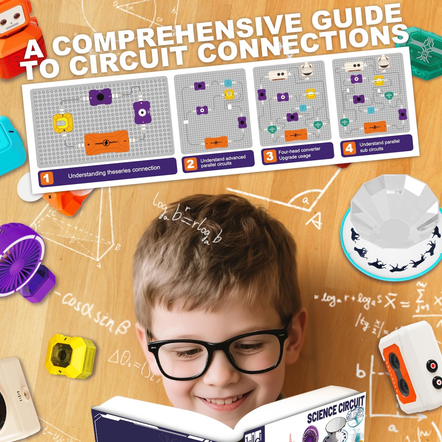 VATOS Science Circuit for Kids Ages 6-12, 68PCS Electronics Building Kit with 450+ STEM Projects, Rotational Imaging, Sound Recording & Playback, Dual Power STEM Educational Toys for Boys Girls