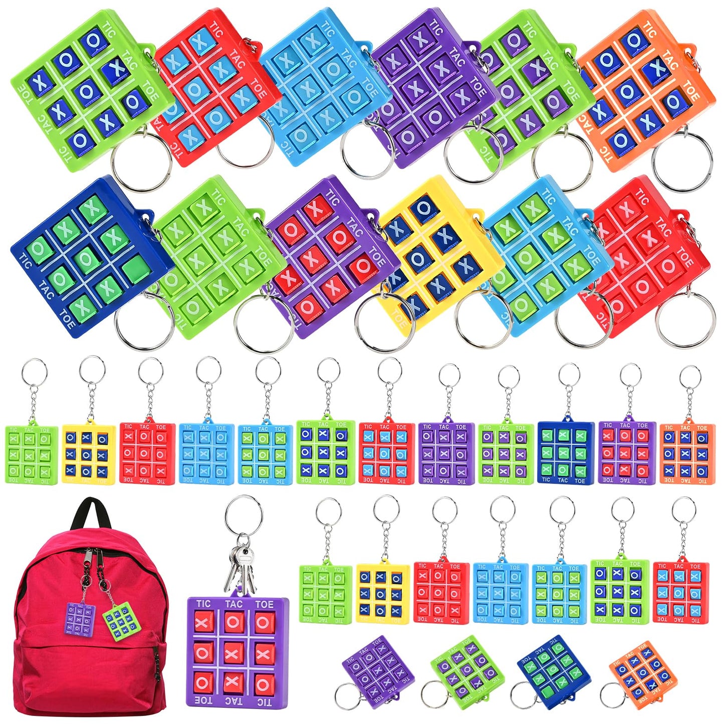 GOLDGE 36PCS Mini Tic Tac Toe Game Party Favors Goodie Bags Stuffers for Kids 8-12 Tic Tac Toe keychain Bulk Mini Games for Travel Classroom Treasure Box Carnival Prizes Birthday Easter Pinata Filler