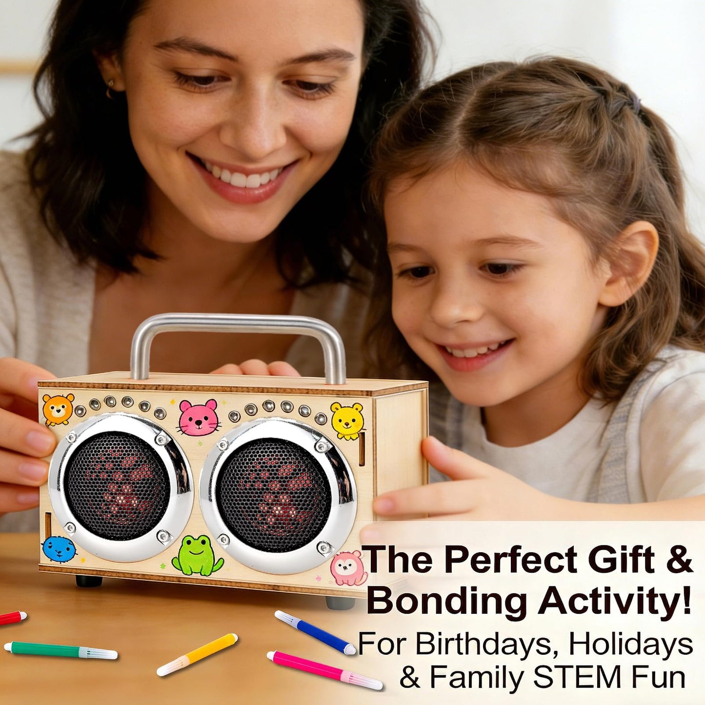 STEM Projects Kit for Kids & Adults Build Your Own Portable Wood Bluetooth Speaker Science Experiment Electronics Kit for Boys & Girls Ages 8-12 9 10 14 16-Chrome Graduation Gift