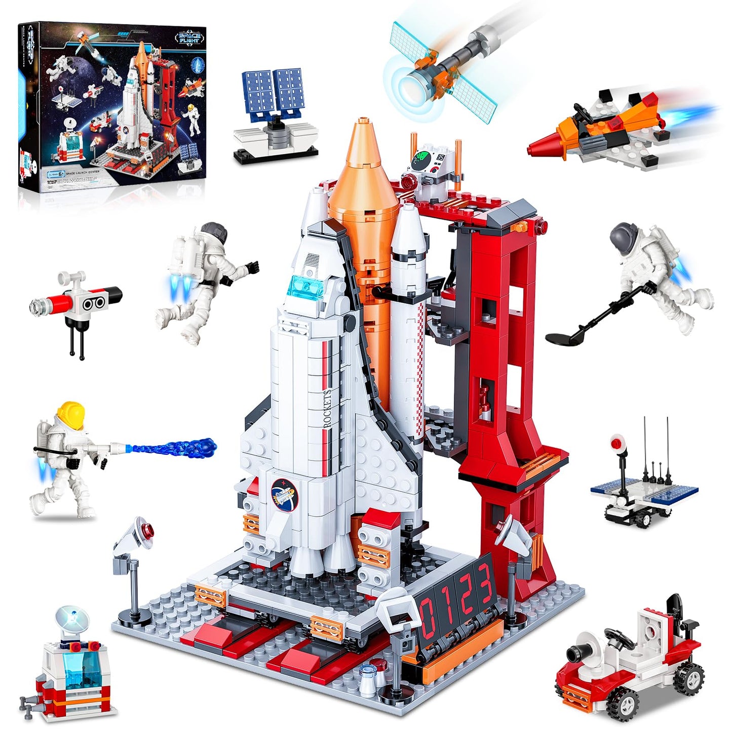 Space Exploration Shuttle Toys for 6 7 8 9 10 11 12 Year Old Kids, Girls, Boys, 12-in-1 STEM Projects Rocket Building Toy Kit with 3 Astronauts, Airplane Rocket Set, Gift idea for Ages 6 +, 885 Pcs