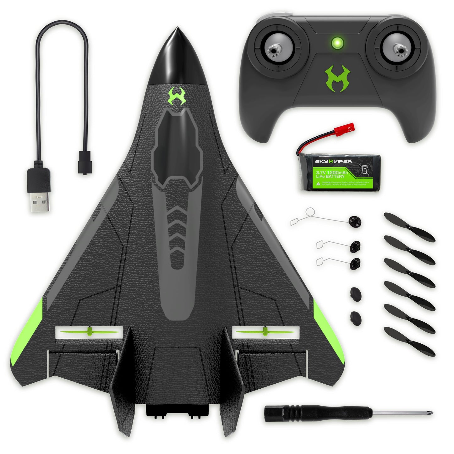 Sky Viper Vector Performance RC Plane, up to 45 MPH, 1-Touch Stunts, Rechargeable Battery