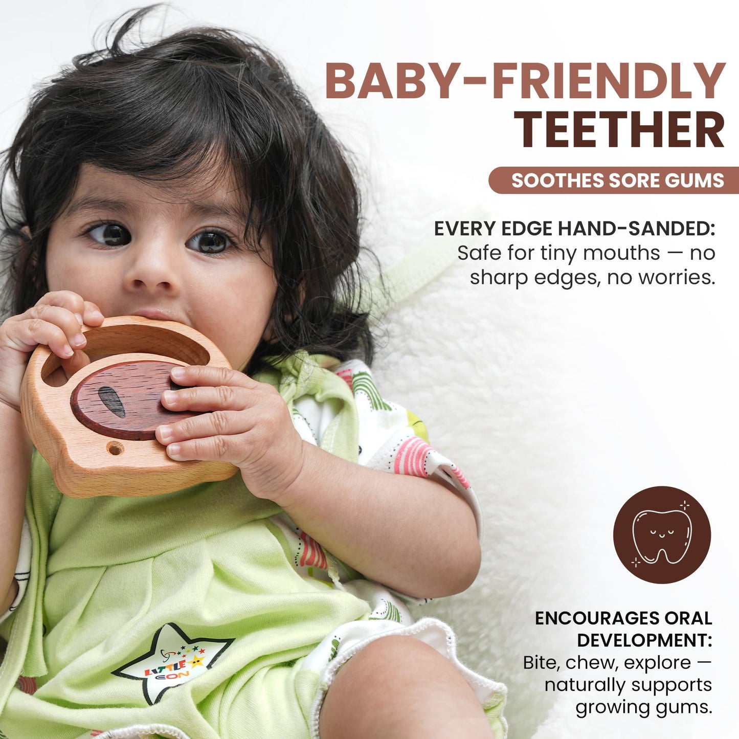 First Baby Rattle for Newborn (0–3 Months) – Natural Wooden Sensory Toy for Babies – Gentle Rattle Sound, Safe First Handheld Infant Toy Gift