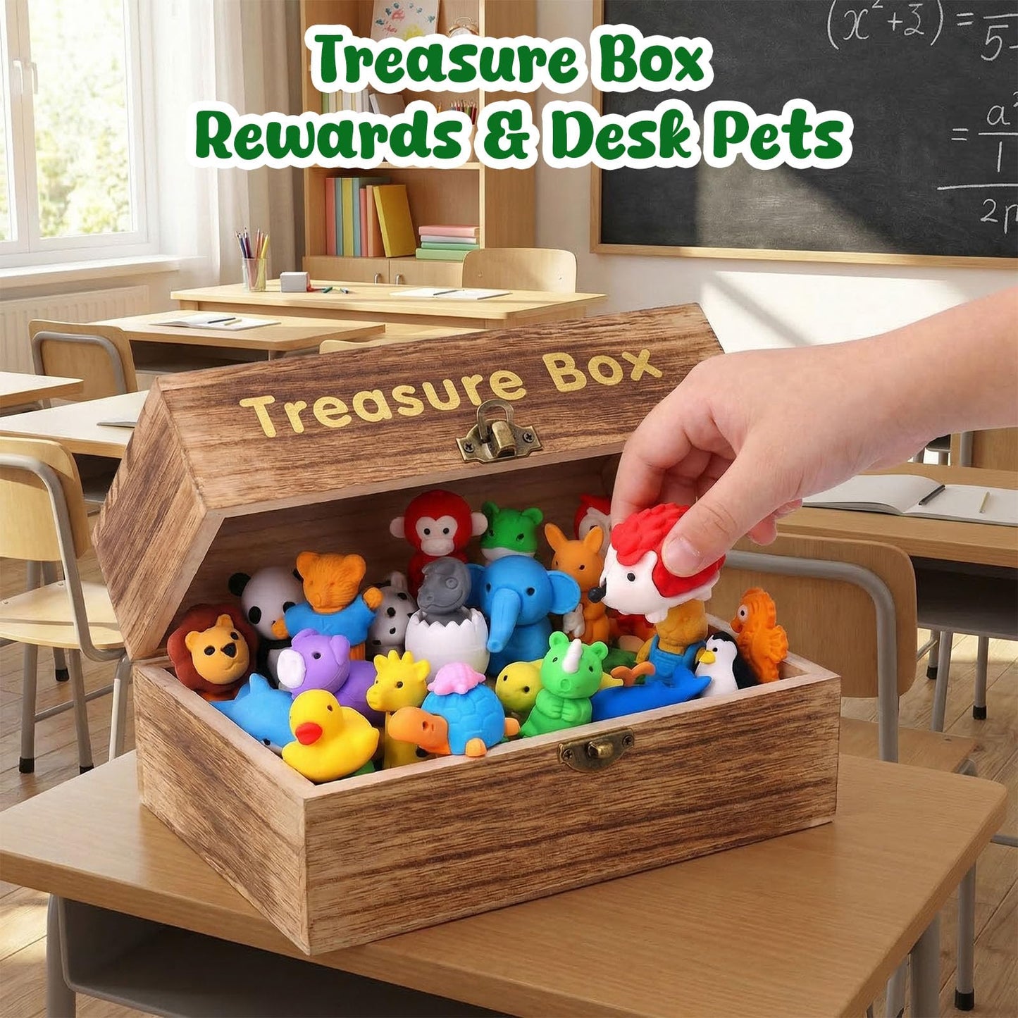 3 otters 50 Pack Animal Erasers, Desk Pets Classroom Prizes Treasure Box Toys Game Reward for School, Mini Fun Cute Erasers for Gag Gift Goodie Bag Stuffers Party Favors