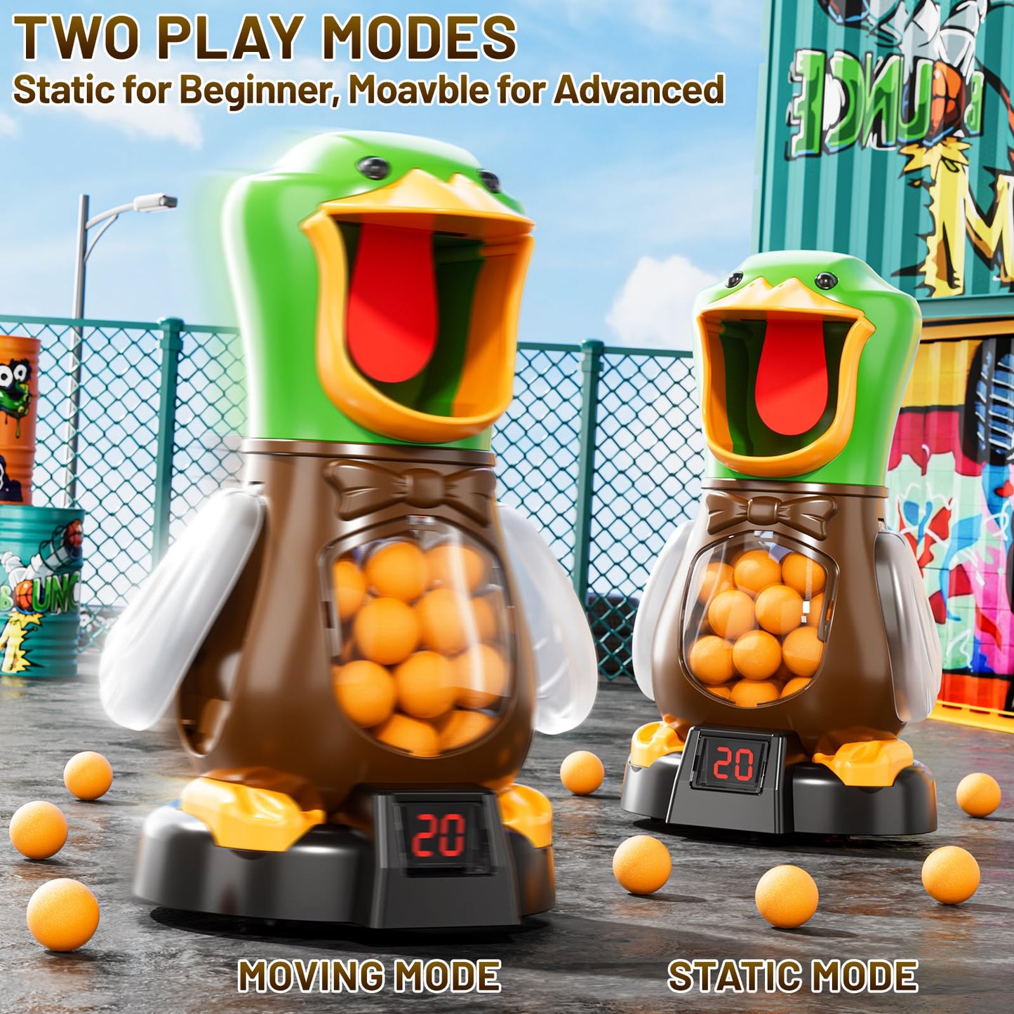 NIPLOOOW Duck Shooting Toys for Kids 3-5, Movable Target Shooting Games w/Air Pump Launcher, LCD Score Record, Sound, 24 Foam Balls, Birthday Gift for Boys Girls Ages 3 4 5 6 7 8 Years Old