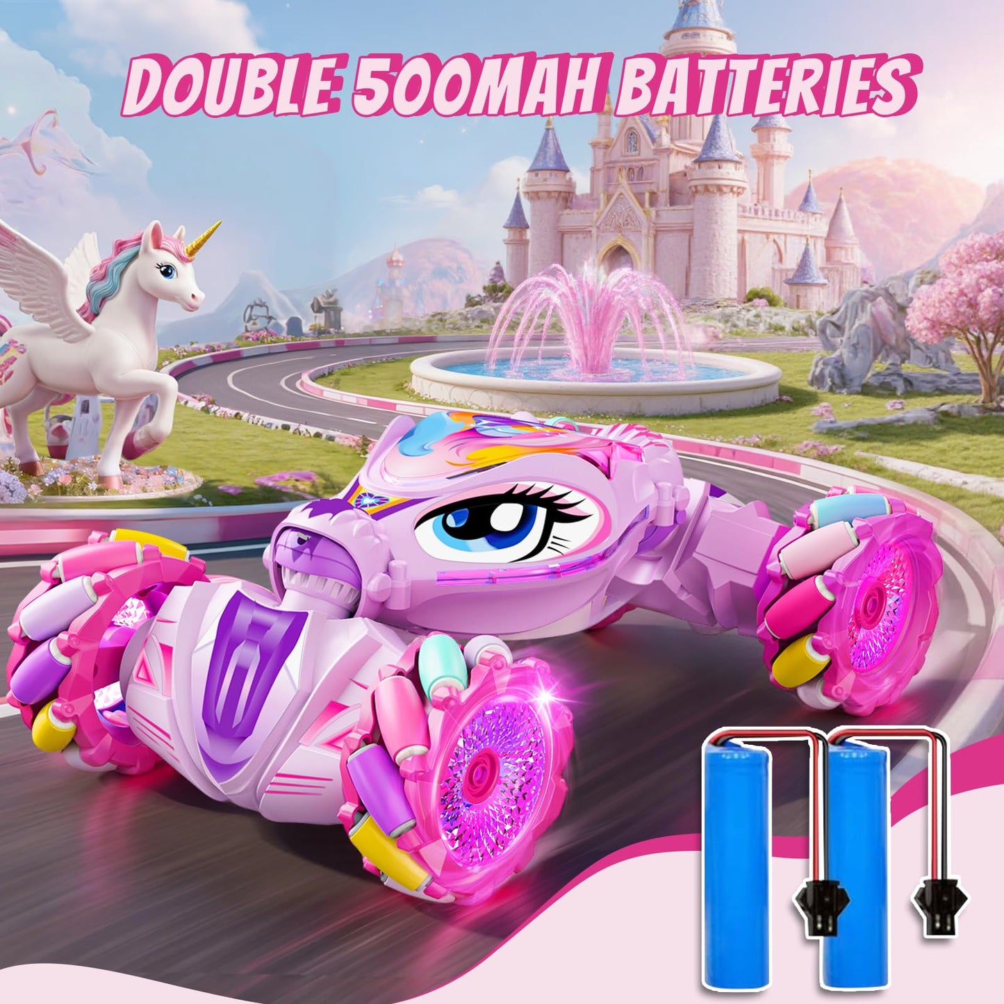 Unicorn Gesture Sensing RC Stunt Car Remote Control Car for Girls 360°Rotation & 2.4GHz RC Cars with Light & Music Barbie Style Toy for Girls Age 6-7 8-12+ Years Old Birthday Gift Idea