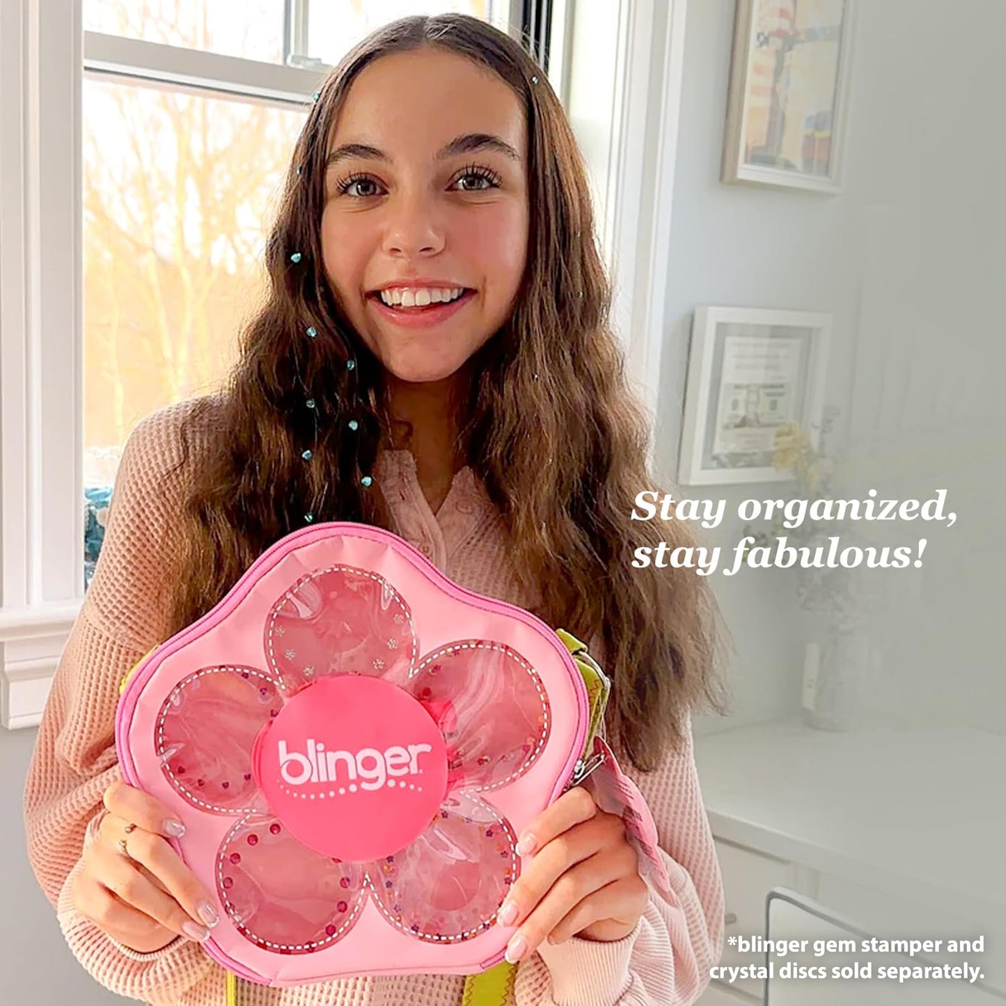 blinger® Flower Carry Case | Perfect Organizer for your Gem Stamper & your Discs (sold separately) | Holds up to 225 gems! | Gem Stamper & Discs Not Included