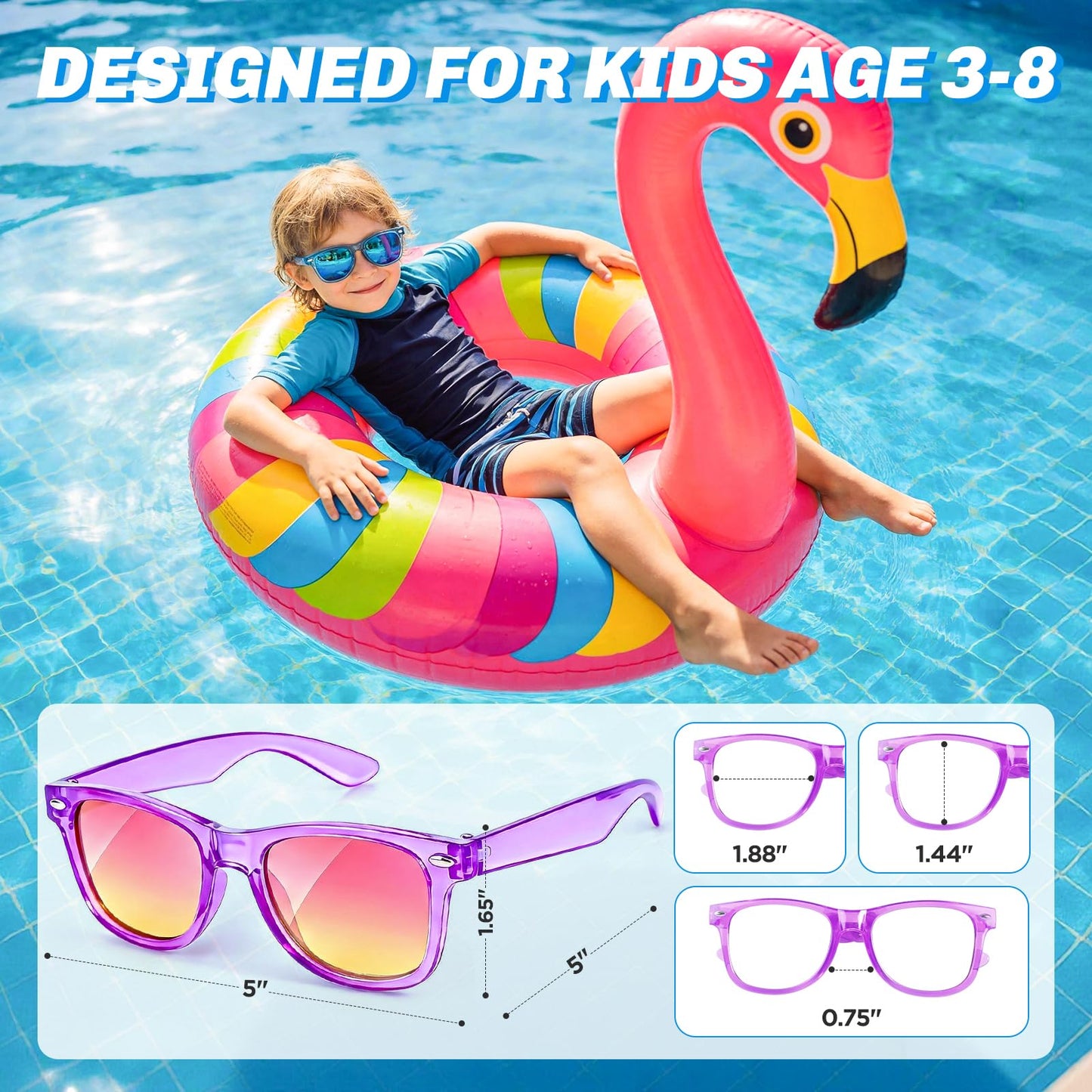Party Favors Kids Sunglasses - Toddler Sunglasses Bulk for Kid Age 3-8, Neon Glasses with UV 400 Protection for Boys Girls, Goodie Bags Stuffers for Birthday Classroom Graduation Gifts - 32 Packs