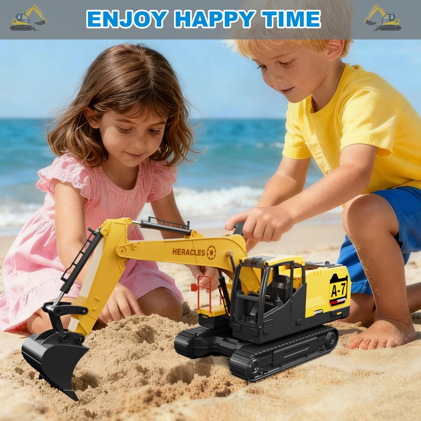 Dwi Dowellin Toys for 3 Year Old Boys,Excavator Toys for Kids with 6 Metal Racing Cars and 2 Engineering Vehicle,Foldable Ejection Vehicle with Lights & Sound for 3 4 5 6 7 Years Old Gifts