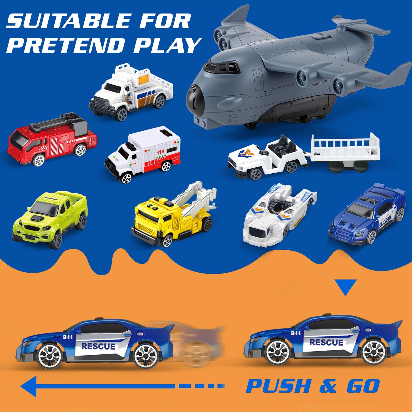 XDUOYJOY Airplane Toy Set with Trucks, Helicopter, Planes and Playmat, Airport Aviation Toys for Boys Girls, Great Gift for Birthday Christmas